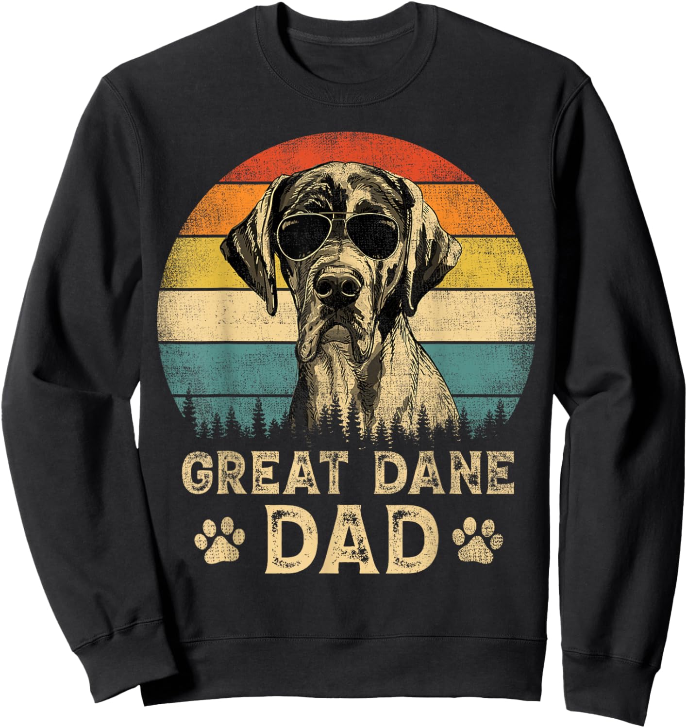 Vintage Great Dane Dad Dog Lovers Father's Day Sweatshirt - Sweatshirt | Black