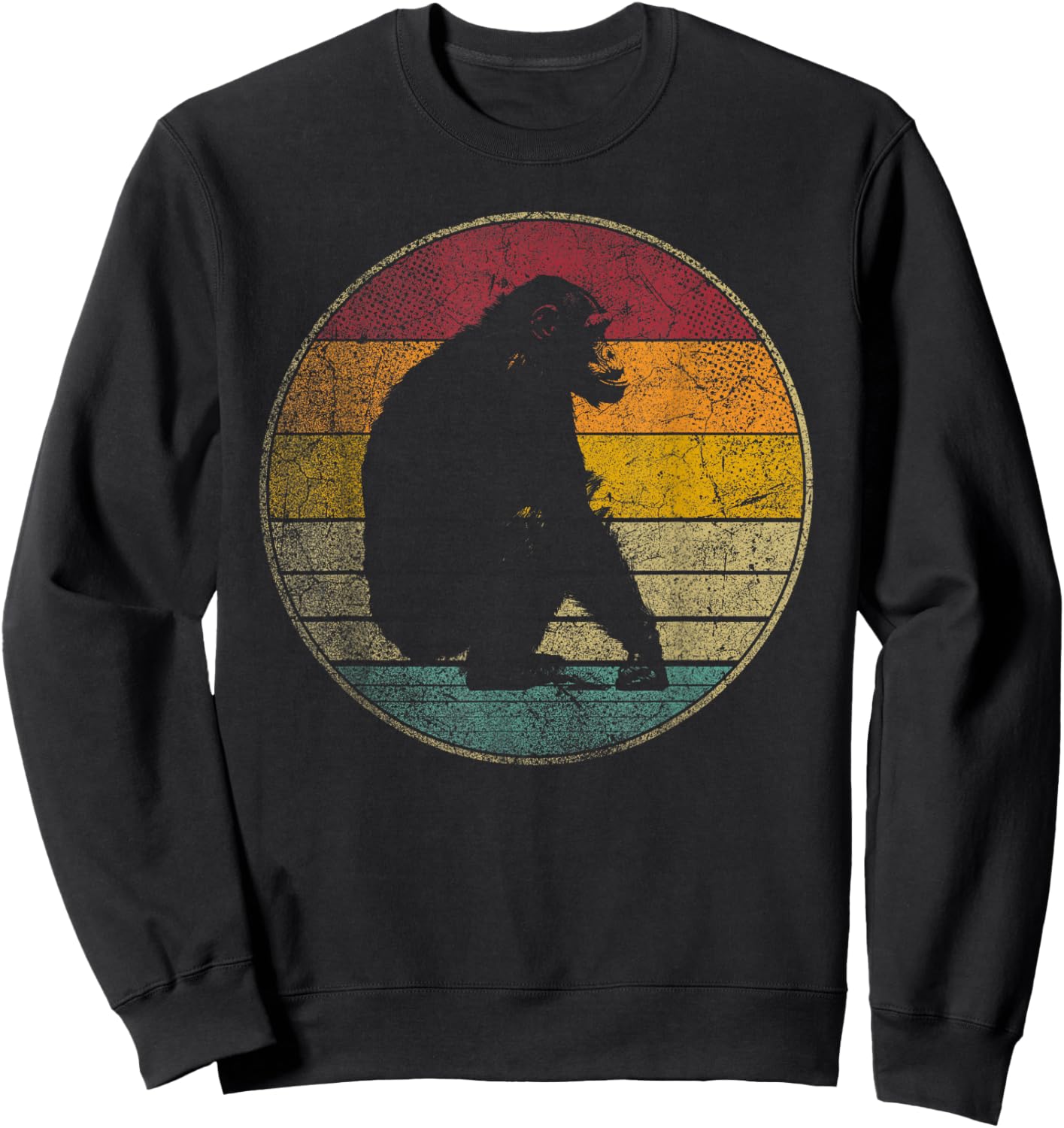 Chimpanzee Chimp Vintage Funny Retro Style 70s 80s Men Women Sweatshirt - Sweatshirt | Black