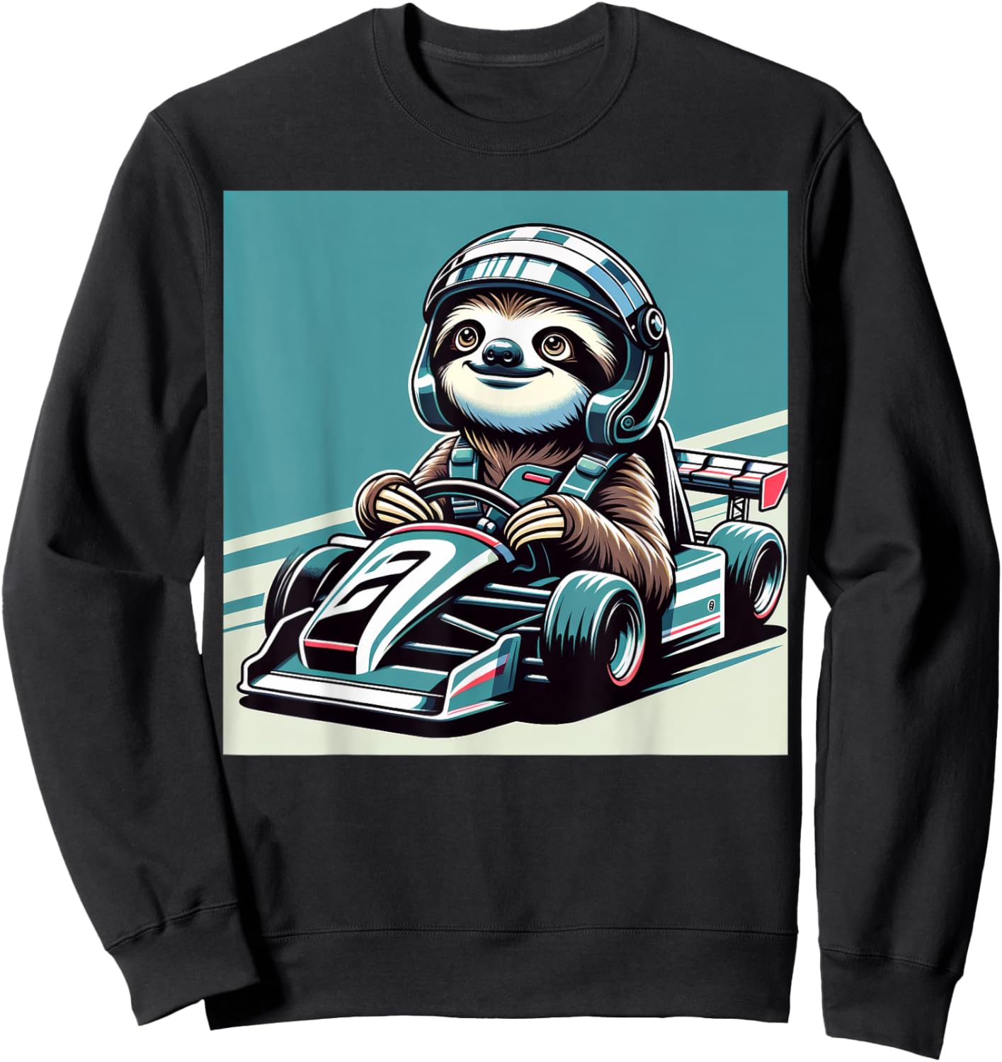 Sloth Loves Racing Motor Race Kids Boys Girls Car Race Sloth Sweatshirt - Sweatshirt | Black