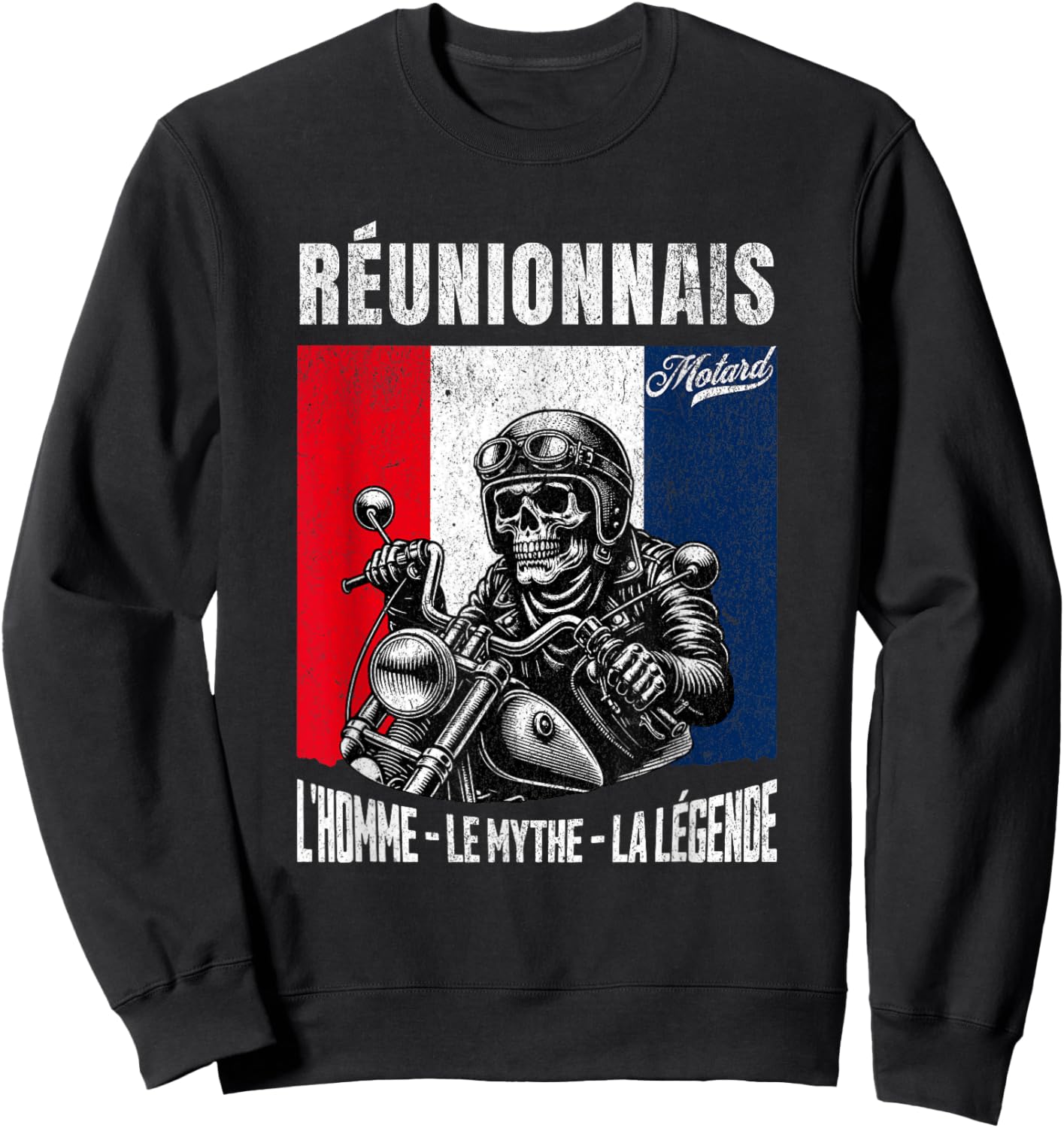 Réunionnais Biker Humour Man Reunion Island , Black, S Sweatshirt - Sweatshirt | Black