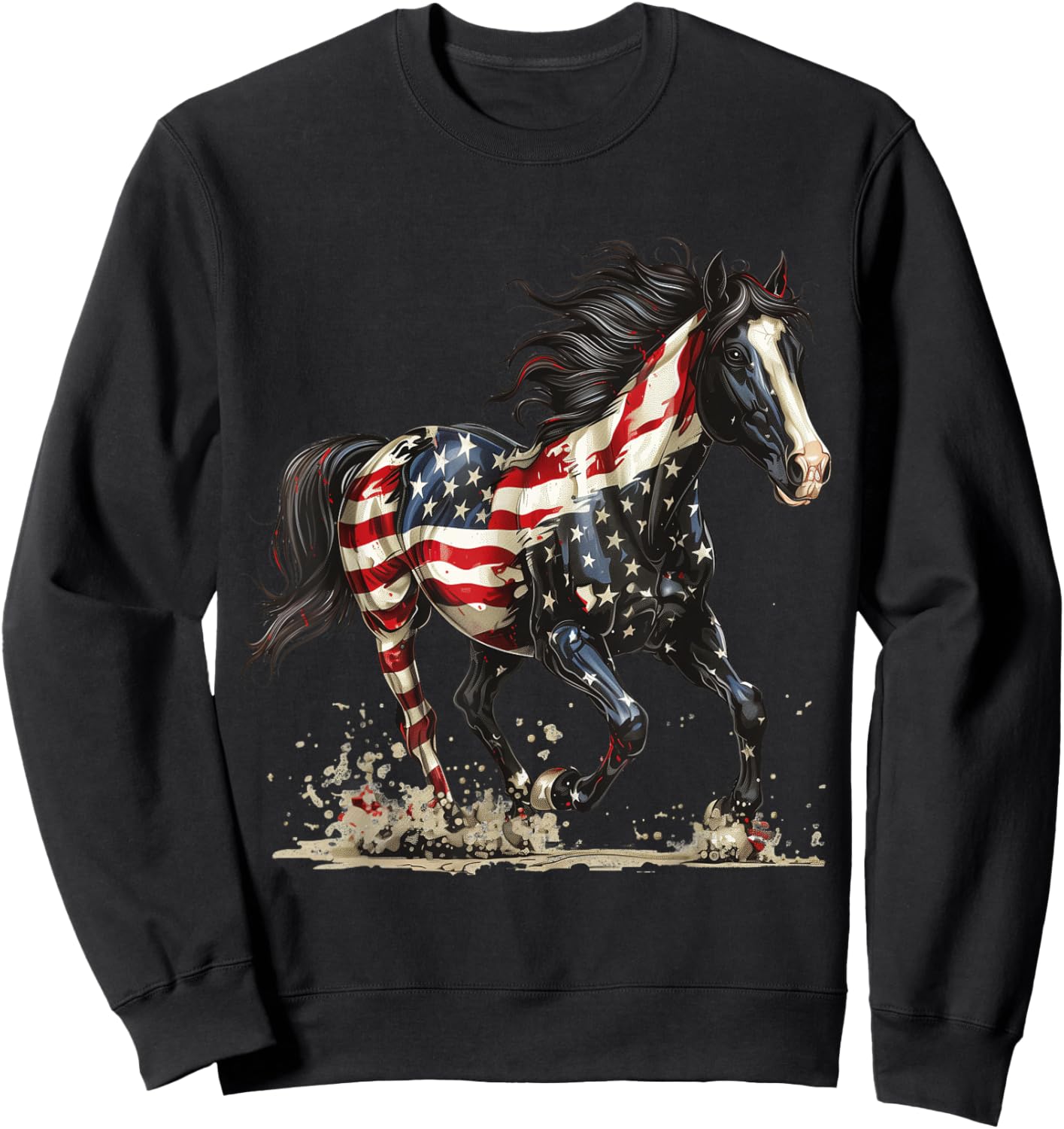 Patriotic Horse USA Flag Vintage Horse 4th of July Sweatshirt - Sweatshirt | Black