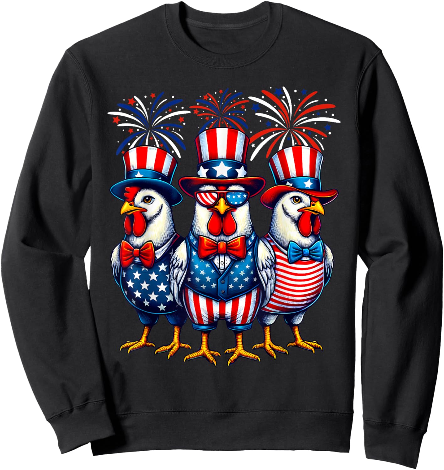 Patriotic Chicken USA Flag Chicken Lover 4th of July Sweatshirt - Sweatshirt | Black