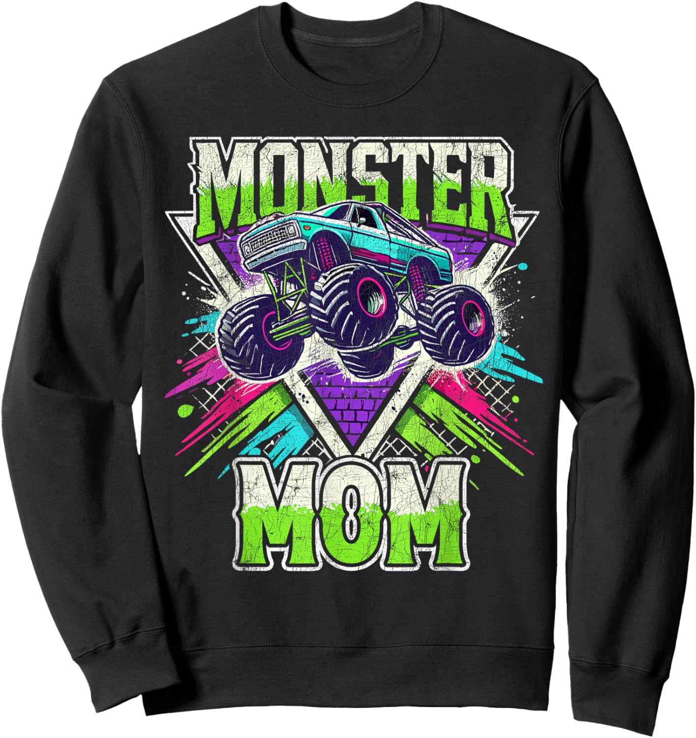 Matching Monster Truck Costume, Jam Birthday Monster Mom Sweatshirt - Sweatshirt | Black