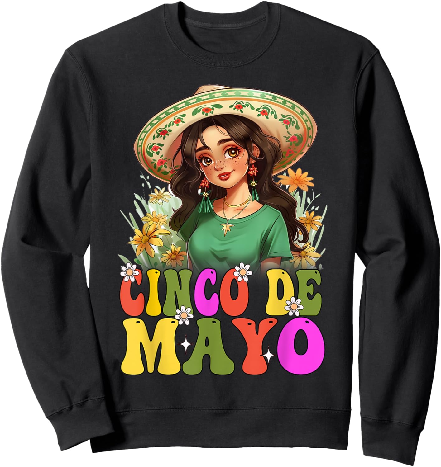 Otaku Girl Cinco De Mayo Mexican Fiesta 5 De Mayo Anime Girl Sweatshirt - Sweatshirt | Black