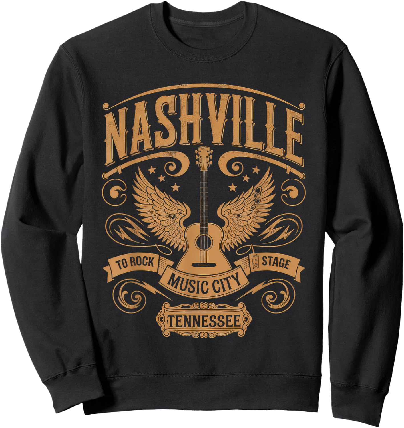 Nashville Music City Women Men Tennessee Rock Country Sweatshirt - Sweatshirt | Black