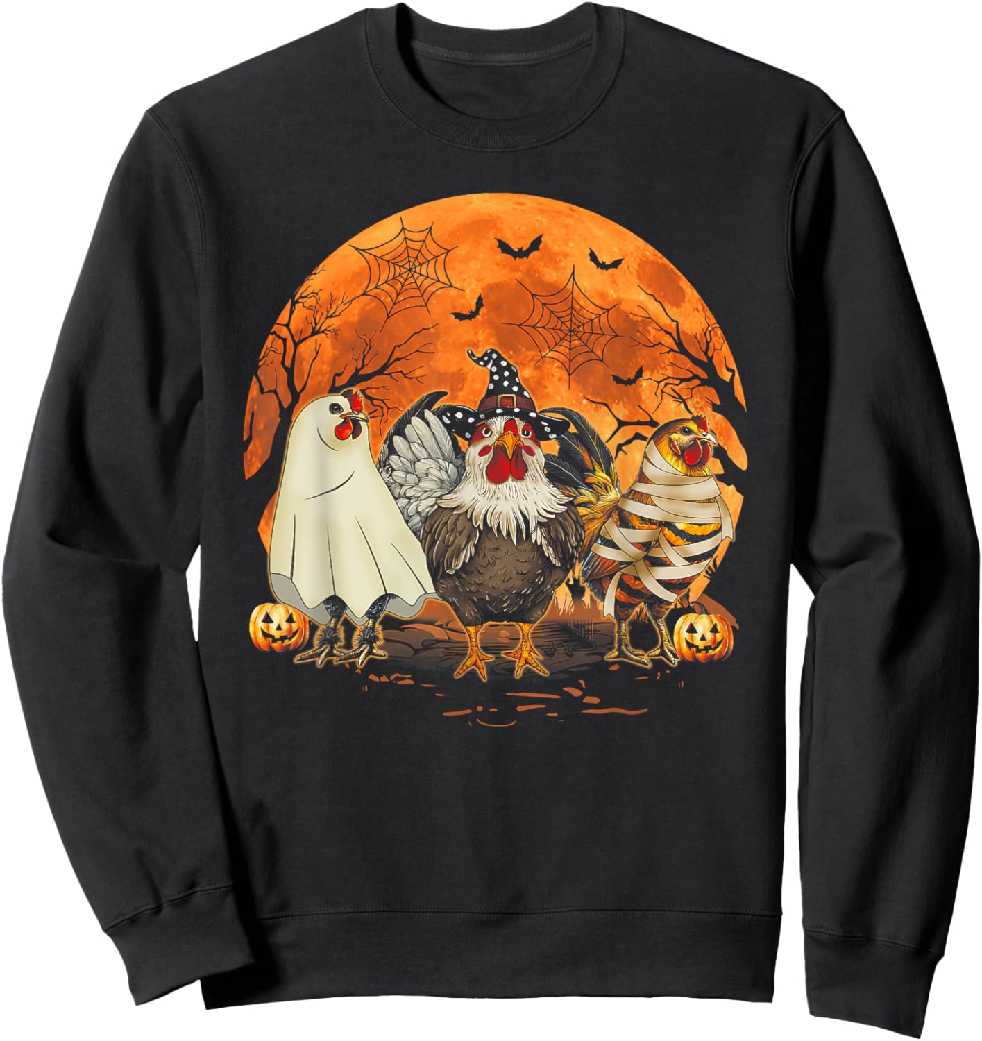 Funny Halloween Costume Farmers Spooky Chickens Witch Sweatshirt - Sweatshirt | Black