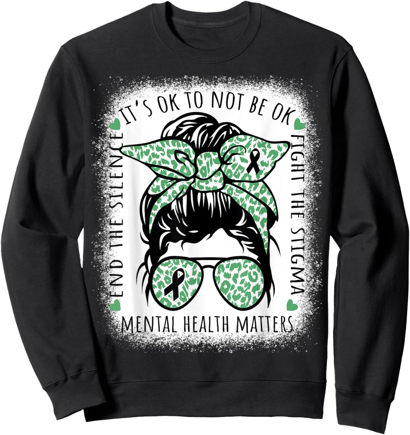 Mental Health Awareness Matters Mental Health Messy Bun Sweatshirt - Sweatshirt | Black
