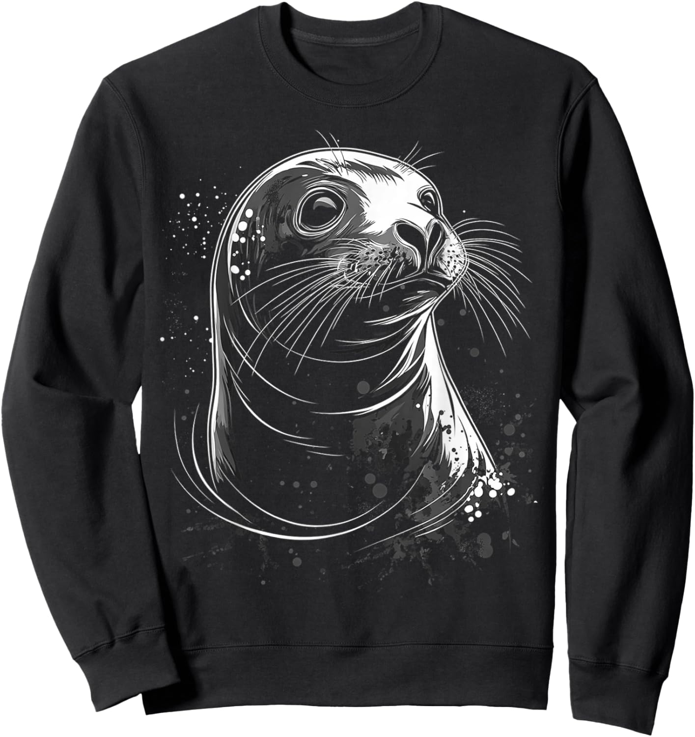 Seal Animal Graphic Artwork Seal Sweatshirt - Sweatshirt | Black