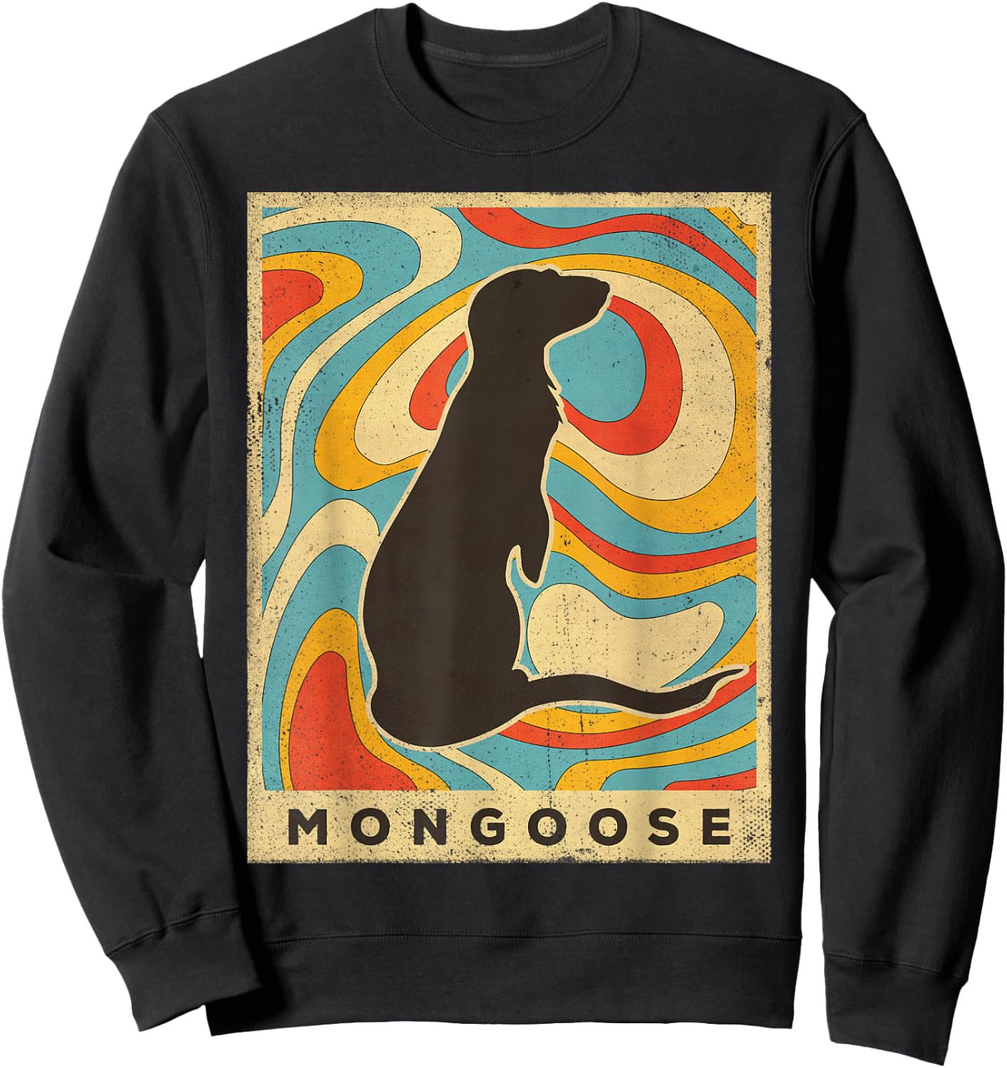 Vintage Mongoose Lover Animal Retro Style Sweatshirt - Sweatshirt | Black