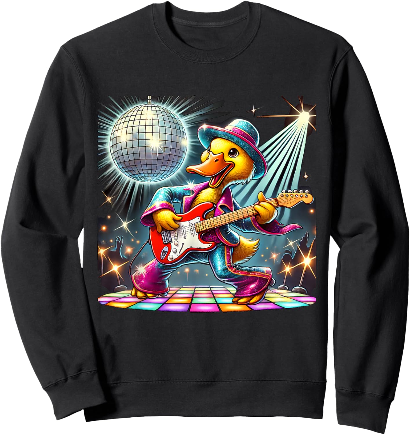 Disco Ball Guitar Duck Sweatshirt - Sweatshirt | Black