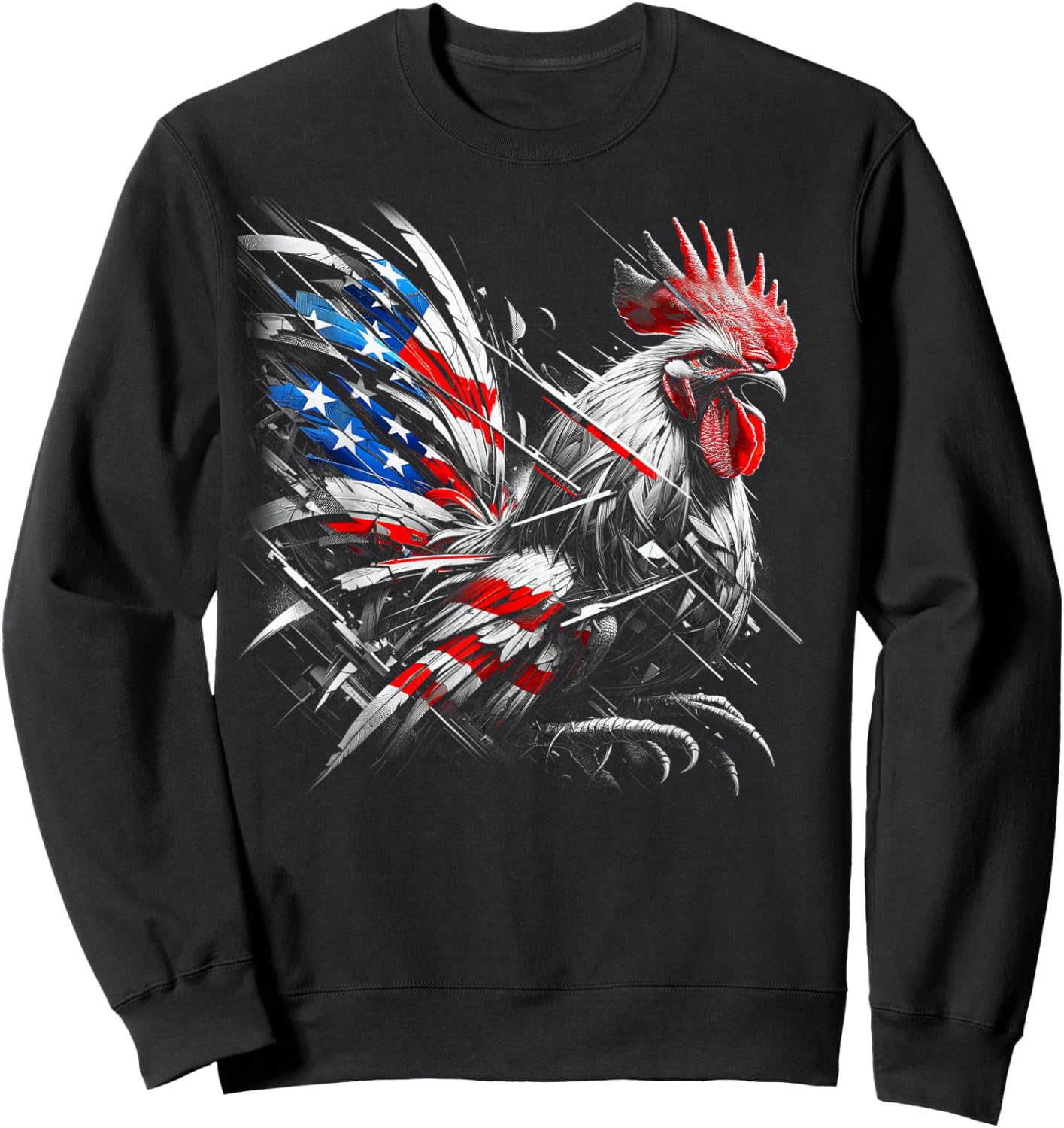 American Flag Rooster Chicken 4th of July Animal Sweatshirt - Sweatshirt | Black