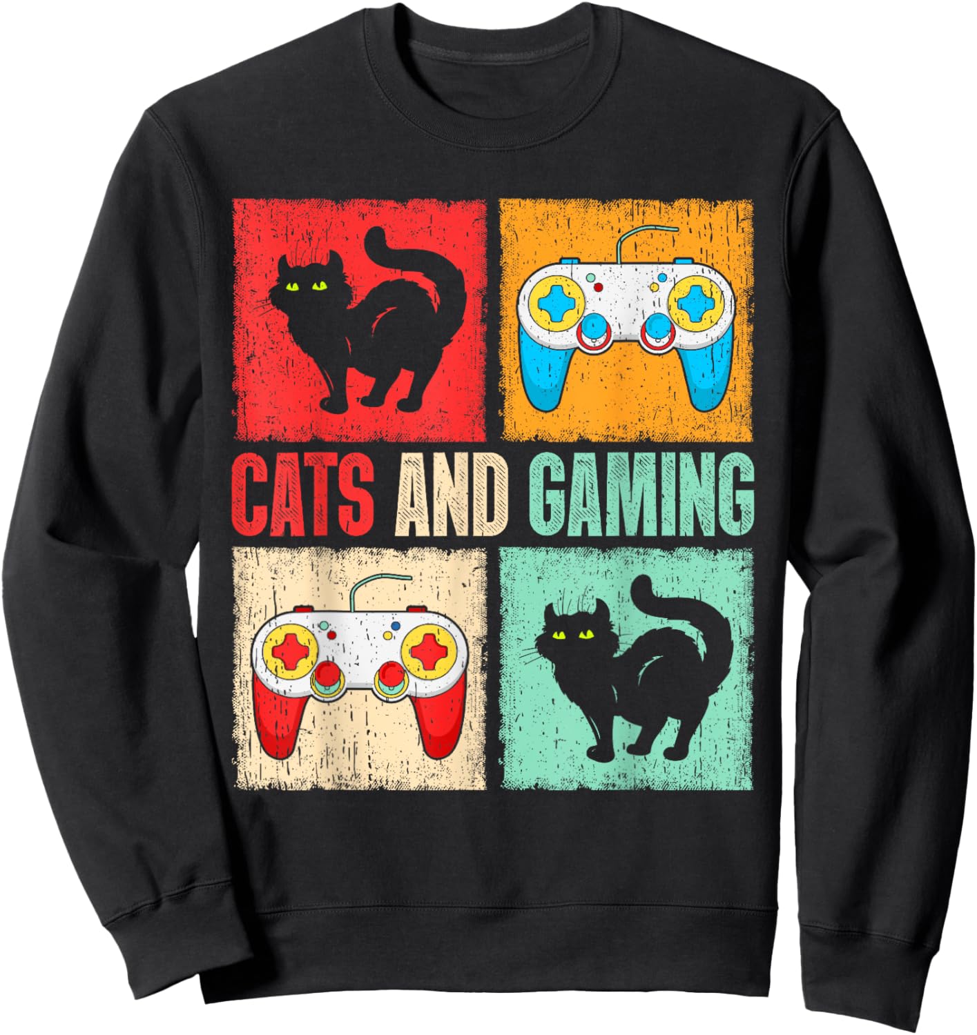 Cats And Gaming For The Cat Lover Gamer Video Game Player Women Kids Sweatshirt - Sweatshirt | Black