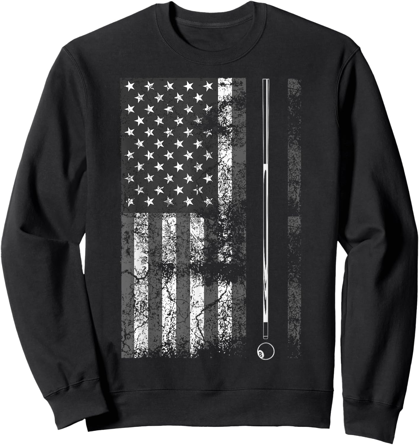 American Flag Billiard Stick Cute Table Game Funny USA Gift Sweatshirt - Sweatshirt | Black