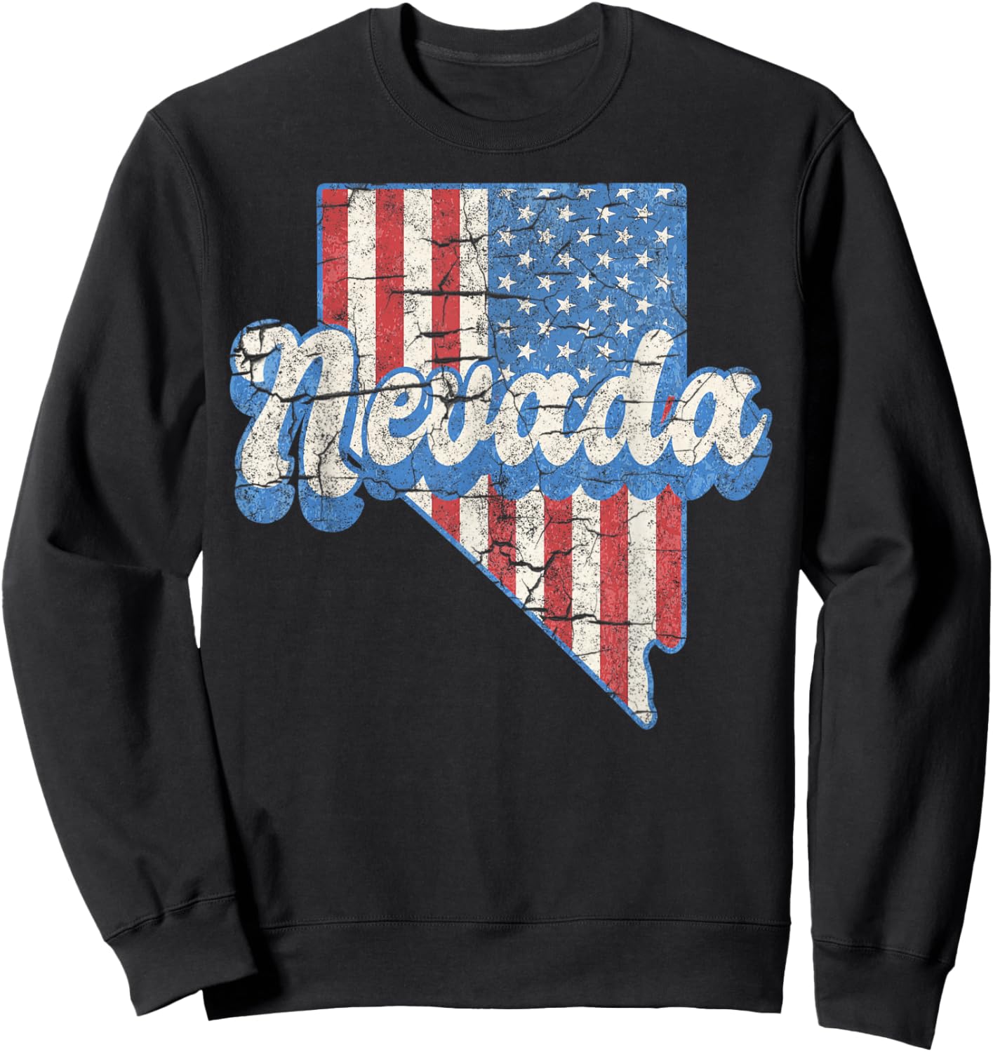 Silver Nevada State NV Vacation US Flag Camping Hiking Sweatshirt - Sweatshirt | Black