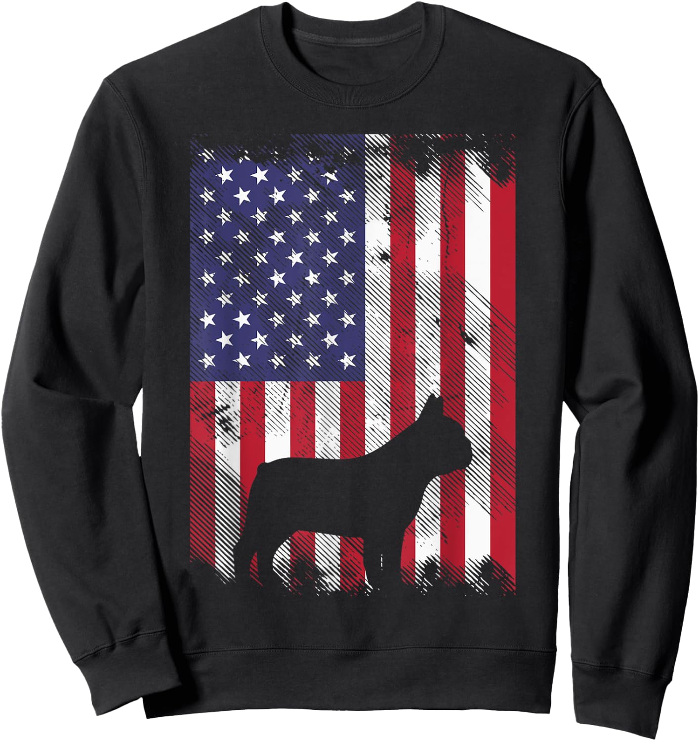 American Flag French Bulldog Frenchie Patriotic 4th Of July Sweatshirt - Sweatshirt | Black