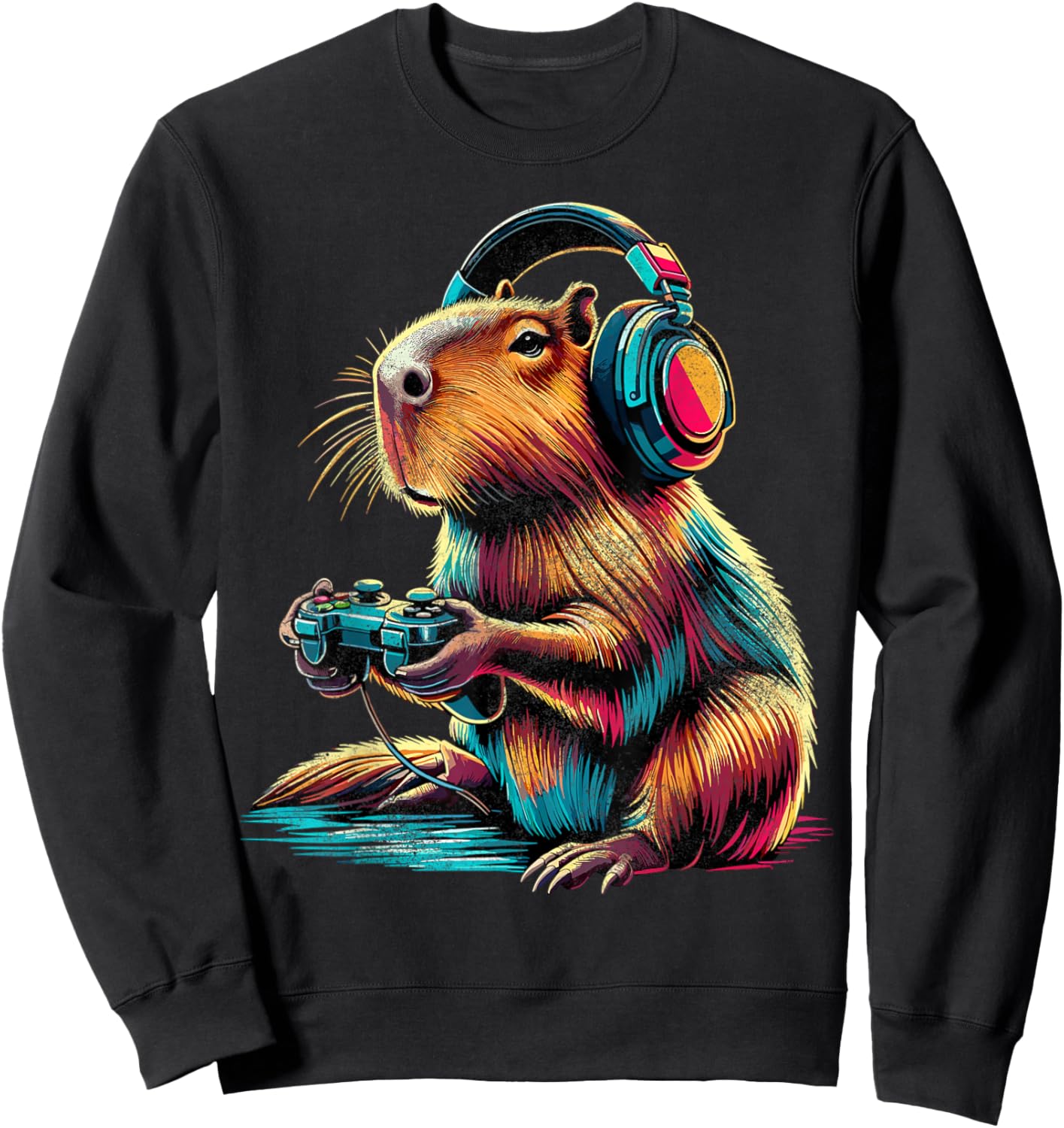 Capybara Funny Video Games Capybara Sweatshirt - Sweatshirt | Black