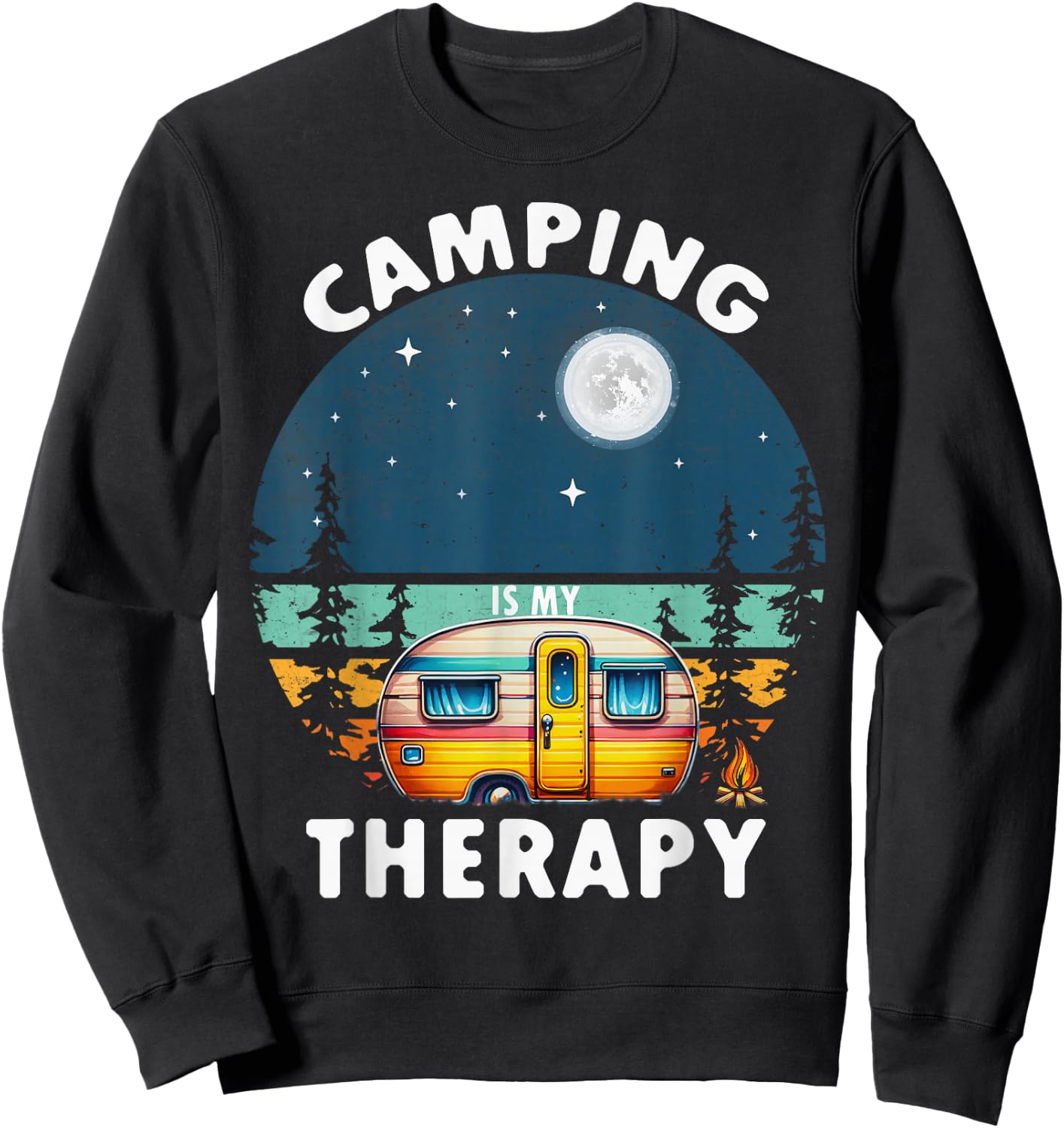Camping Is My Therapy Sweatshirt - Sweatshirt | Black