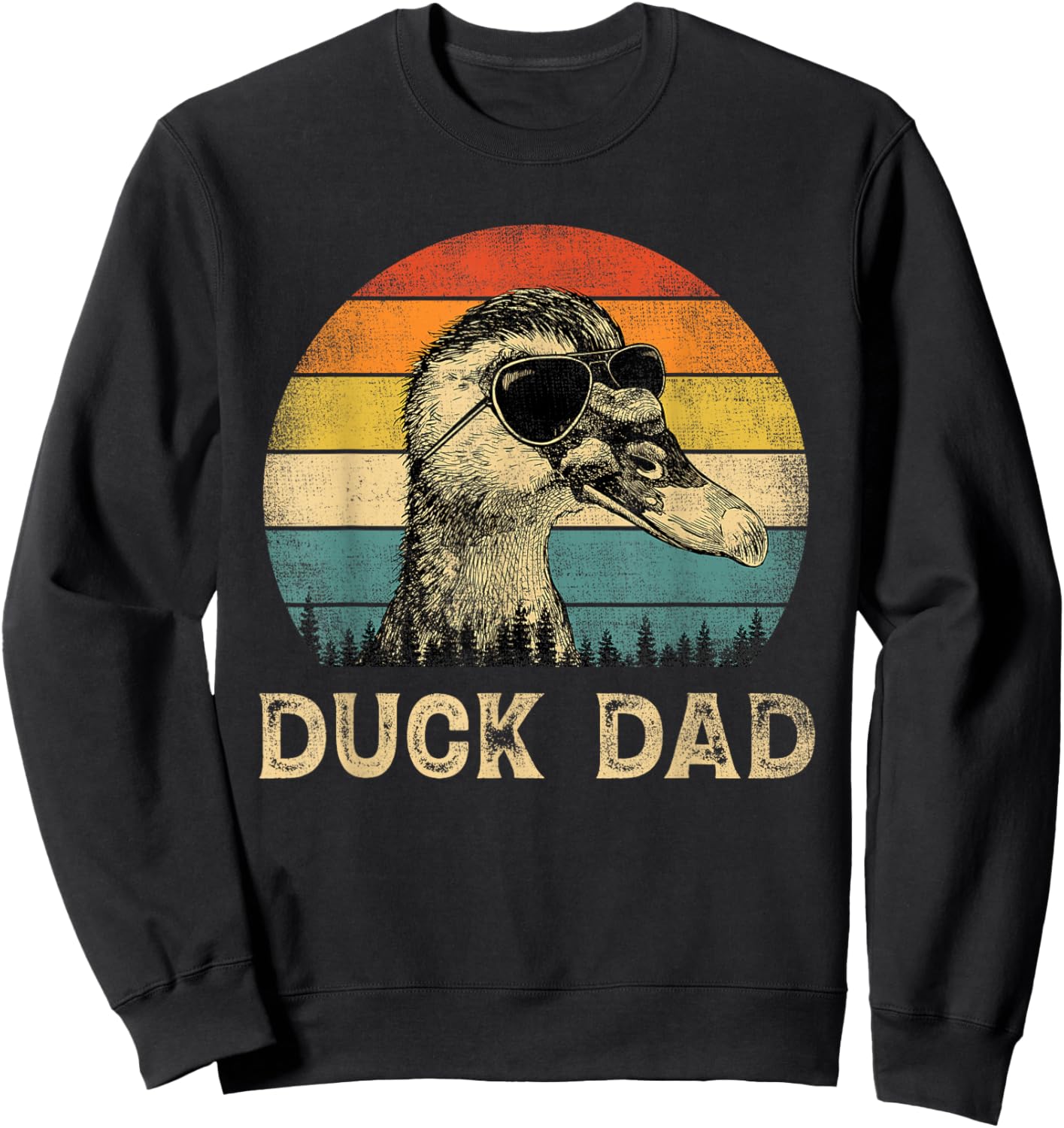 Vintage Duck Dad Duck Lovers Daddy Father's Day Sweatshirt - Sweatshirt | Black