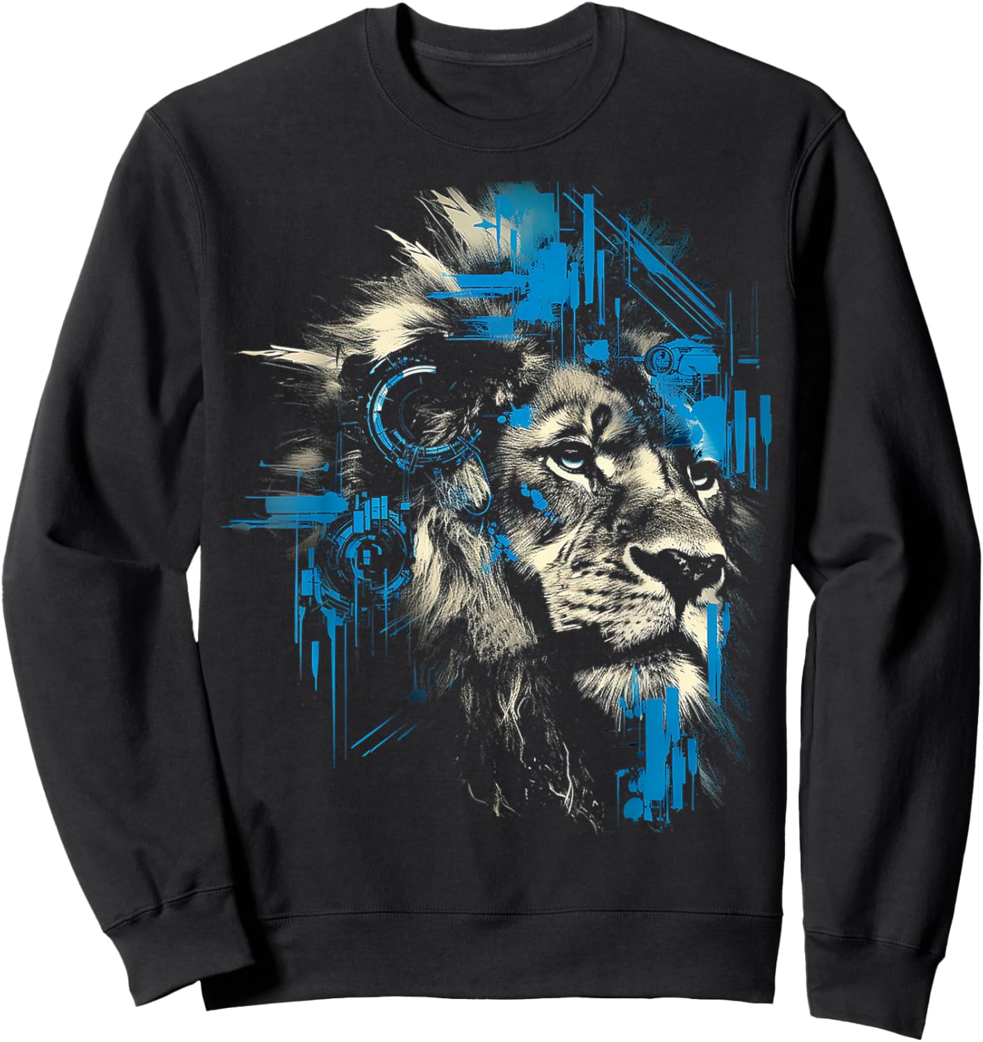 Lion Lover Abstract Animal Art Drawing Graphic Lion Sweatshirt - Sweatshirt | Black