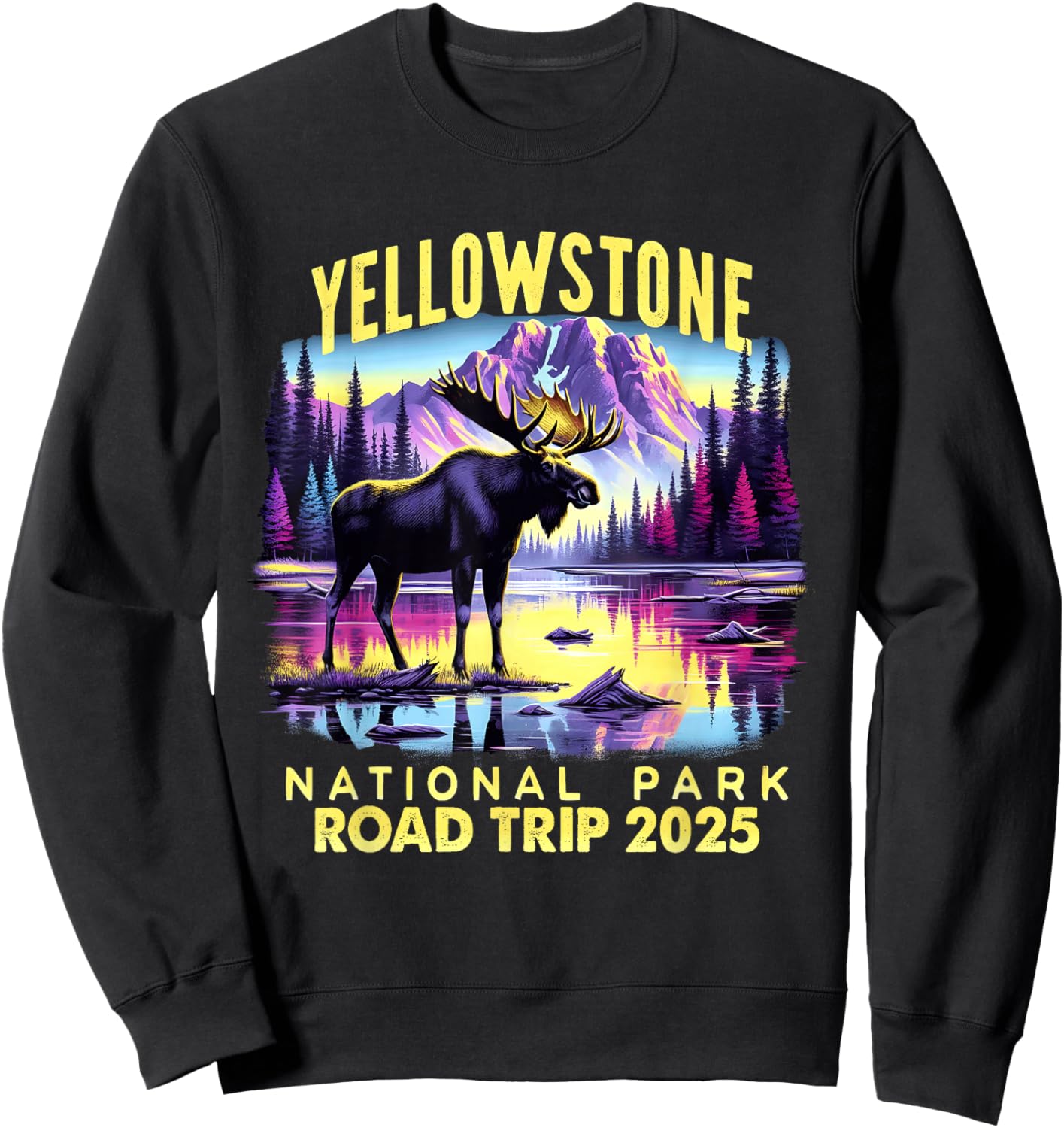 Yellowstone Road Trip 2025 Nature Adventure Souvenir Costume Sweatshirt - Sweatshirt | Black