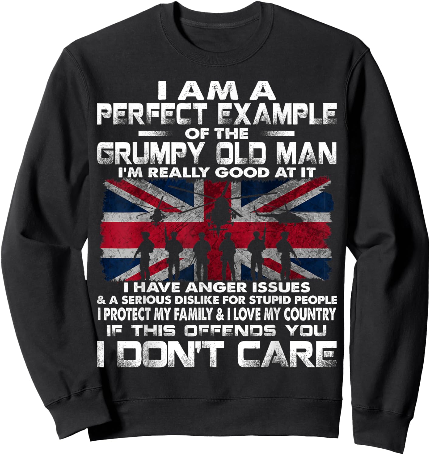 British Army Veteran Soldier Flag UK Armed Forces Sweatshirt - Sweatshirt | Black