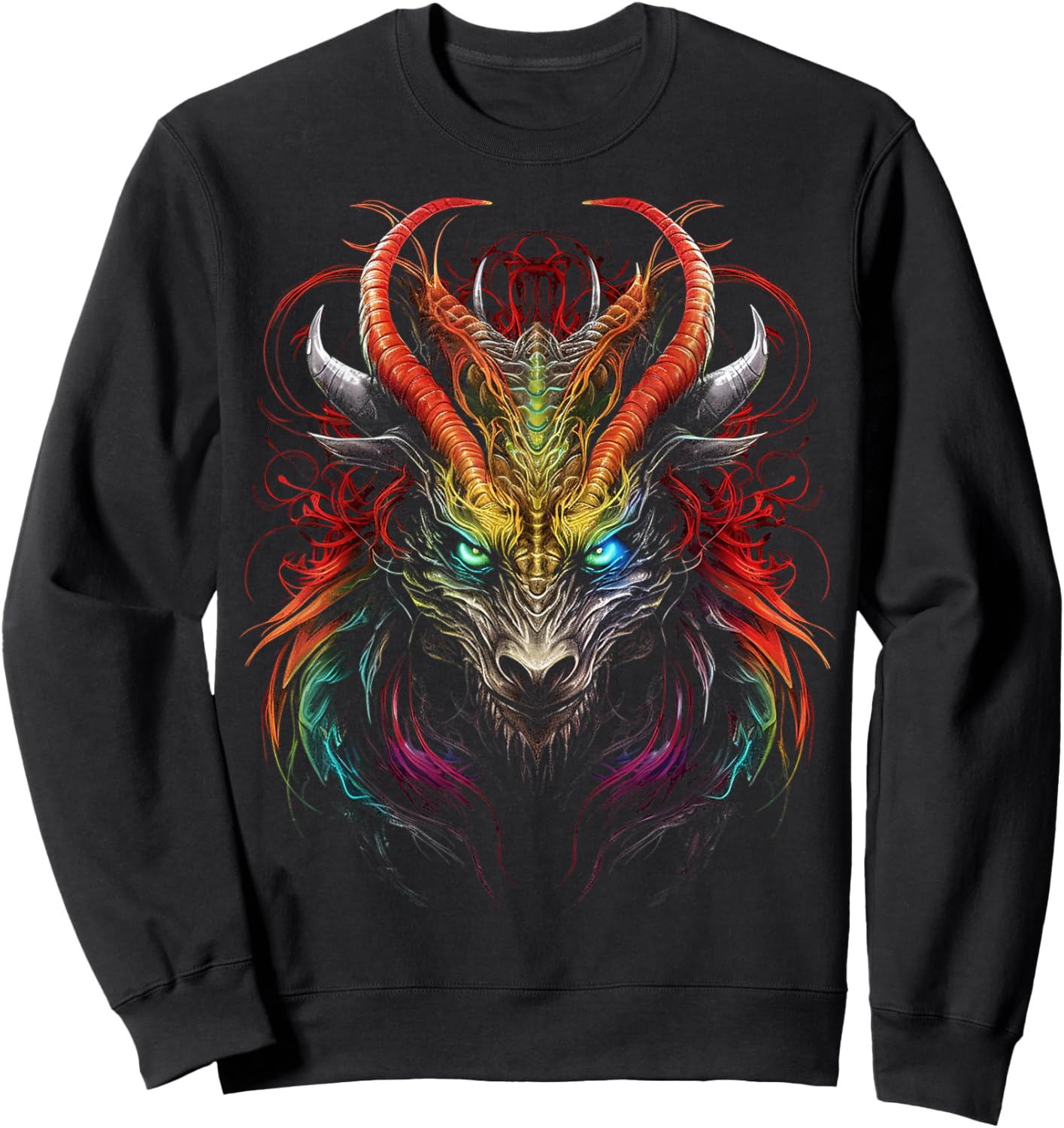 Dragon Abstract Colorful Animal Art Graphic Dragon Sweatshirt - Sweatshirt | Black