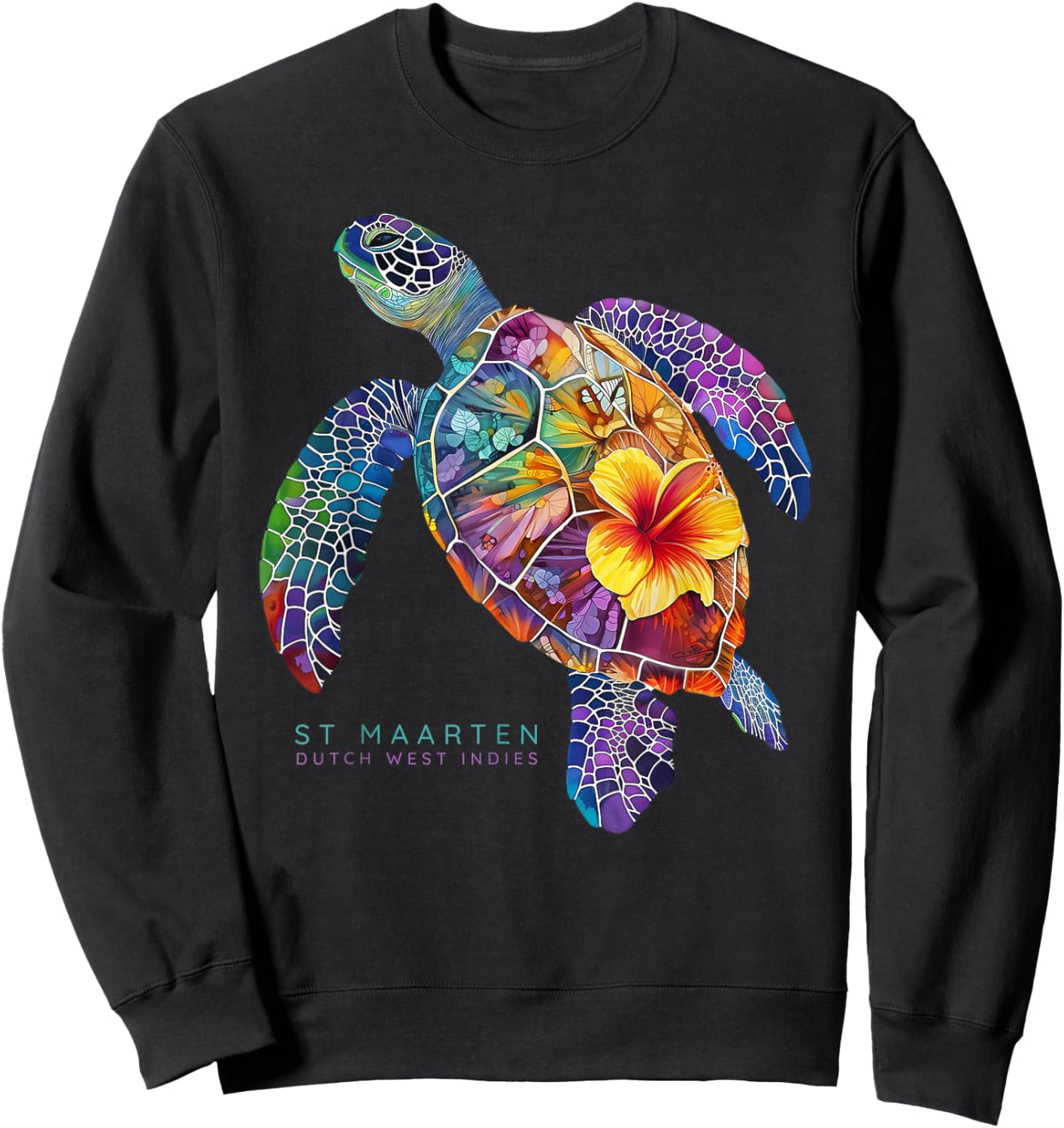 St. Maarten Sea Turtle Dutch West Indies St. Martin Vacation Sweatshirt - Sweatshirt | Black