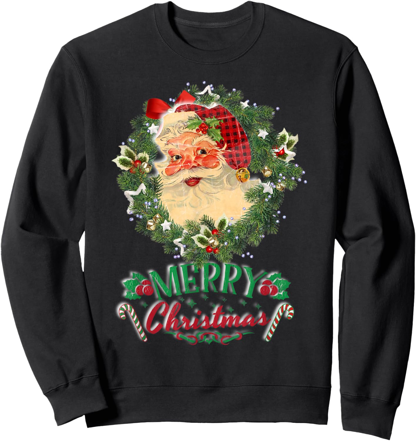 Vintage Santa Claus St Nicholas Old Fashioned Christmas Sweatshirt - Sweatshirt | Black