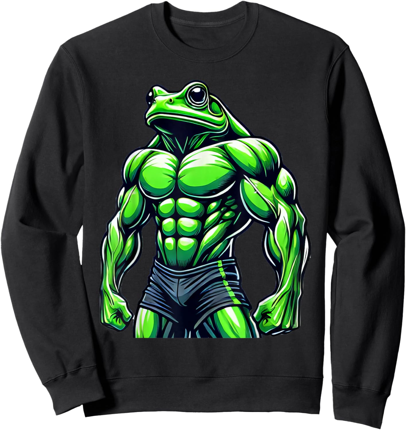 Muscular Frog Powerlifting Weightlifting Gym Workout Sweatshirt - Sweatshirt | Black