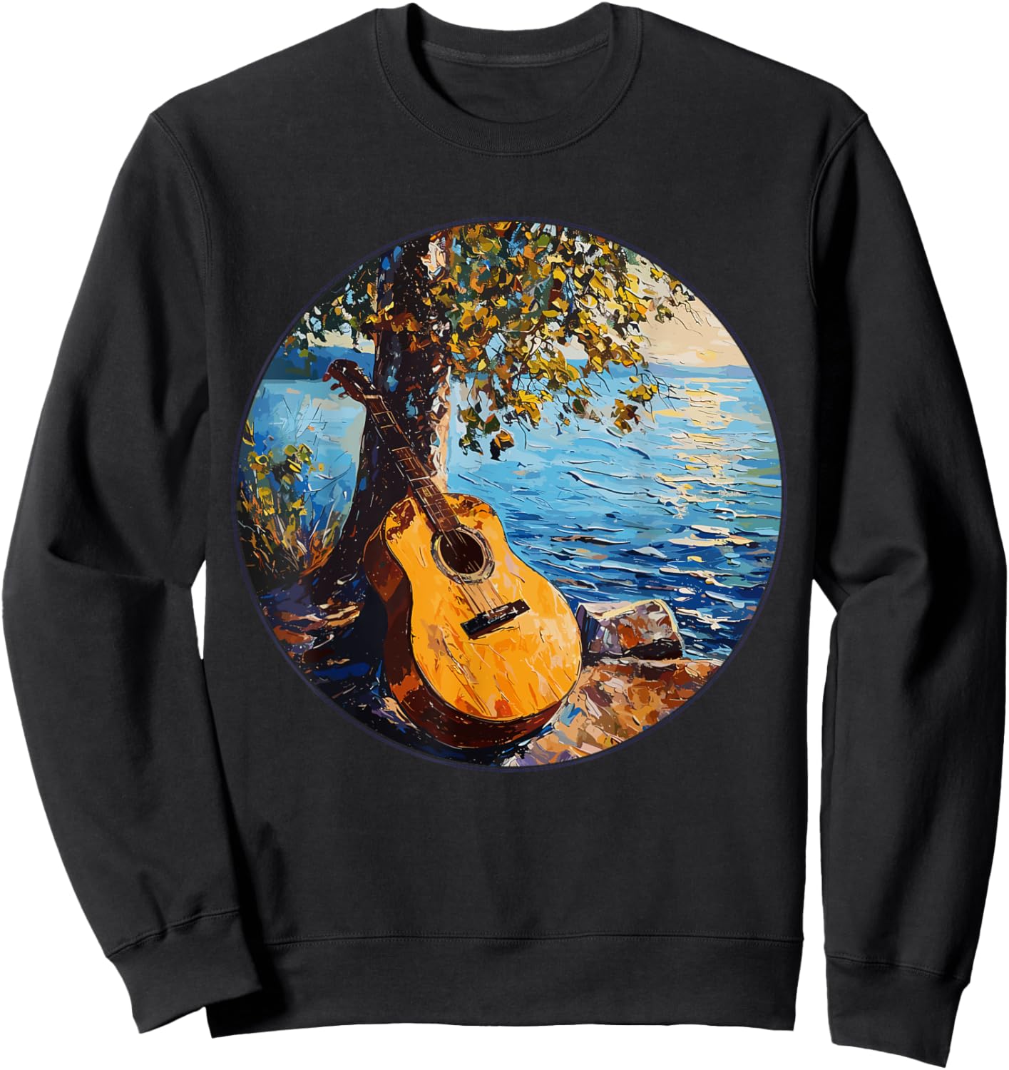 Acoustic Guitar By The Lake Guitarist Sweatshirt - Sweatshirt | Black