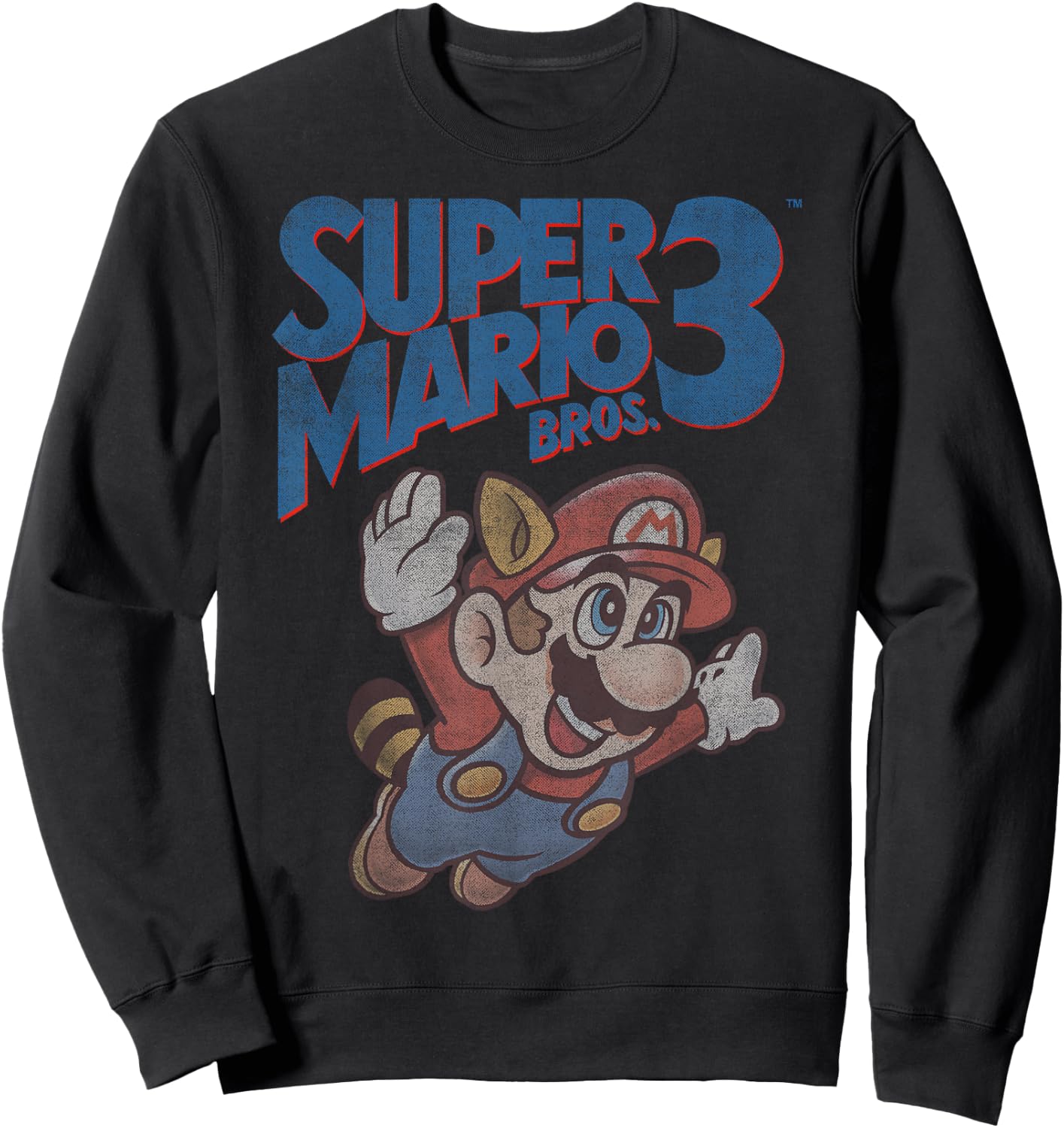 Super Mario 3 Flying Mario Vintage Distressed Poster Sweatshirt - Sweatshirt | Black