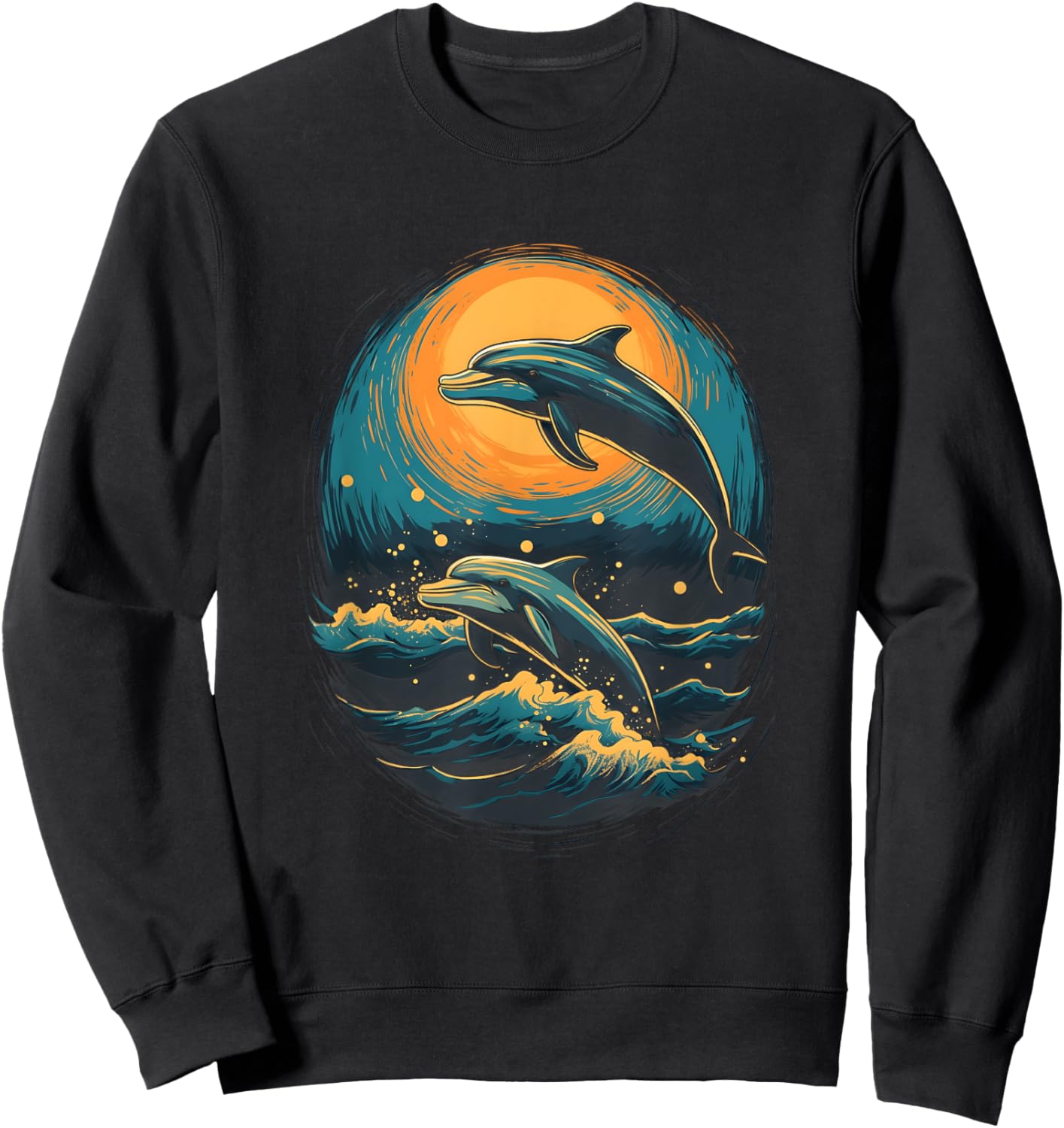 Dolphins At The Moon Parody 3 Dolphin Moon Ocean Life Sweatshirt - Sweatshirt | Black