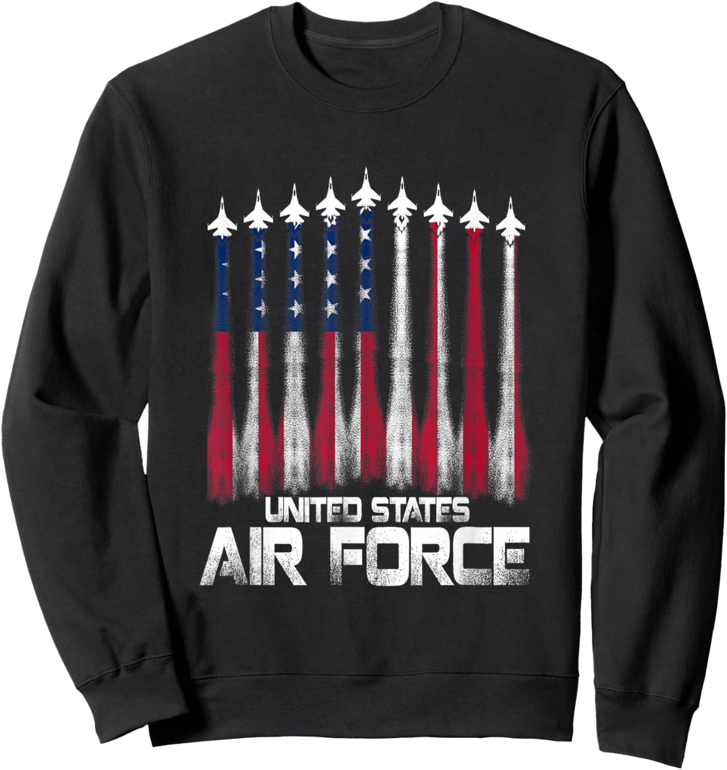 Air Force US Veterans American Flag 4th of July Patriotic Sweatshirt - Sweatshirt | Black