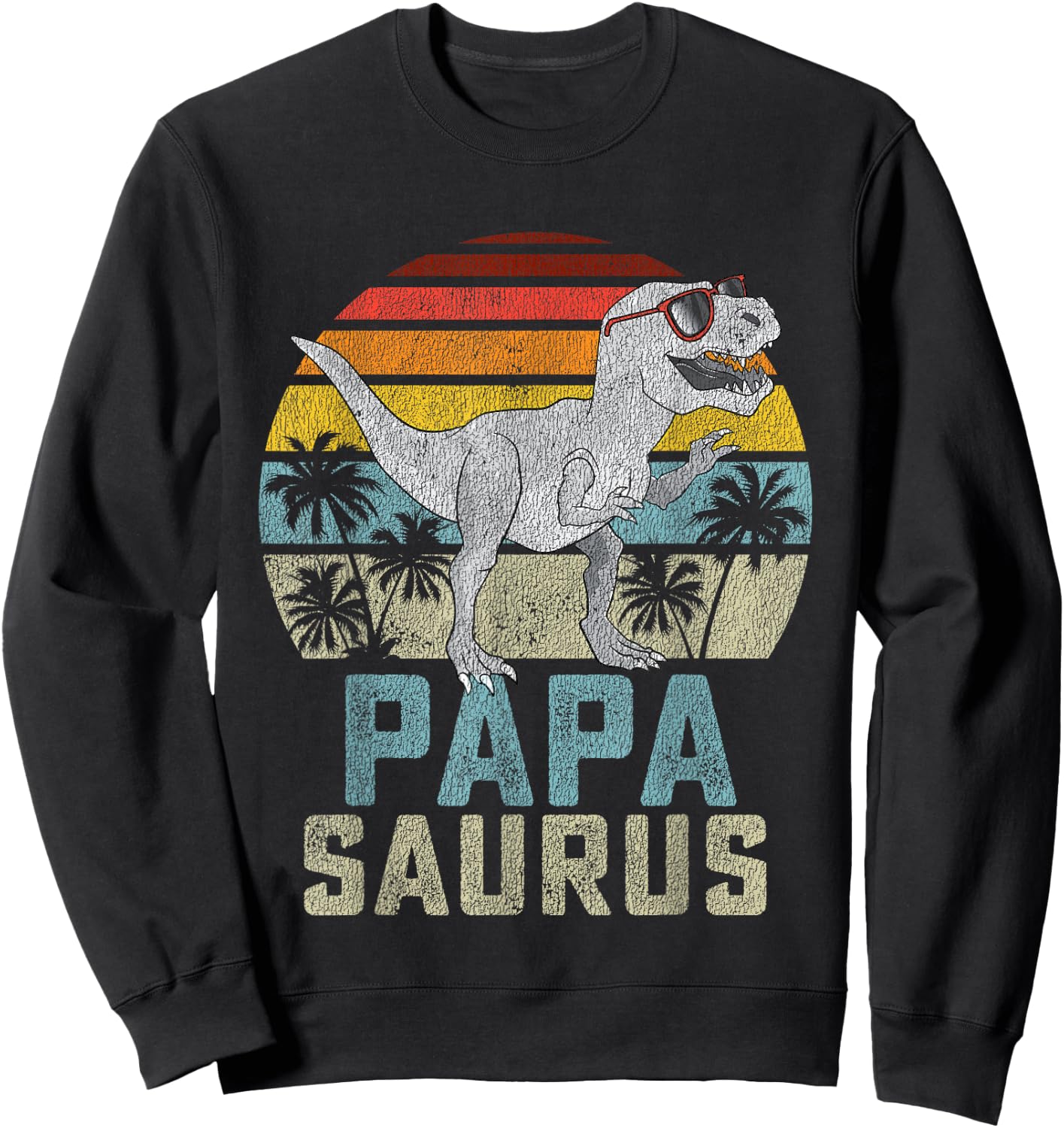 Papasaurus T Rex Dinosaur Papa Saurus Family Matching Sweatshirt - Sweatshirt | Black