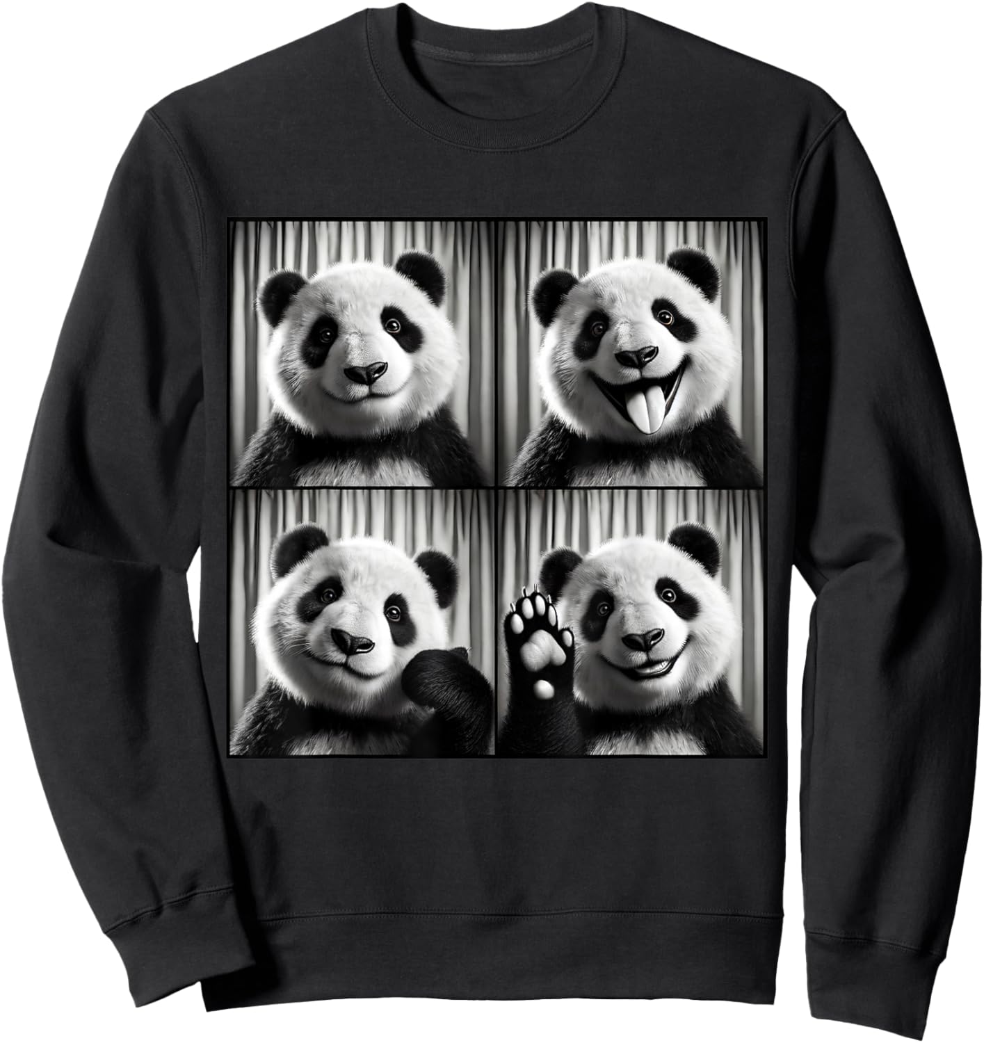 Cute Panda Selfie Photo Funny Photobooth Panda Lover Sweatshirt - Sweatshirt | Black