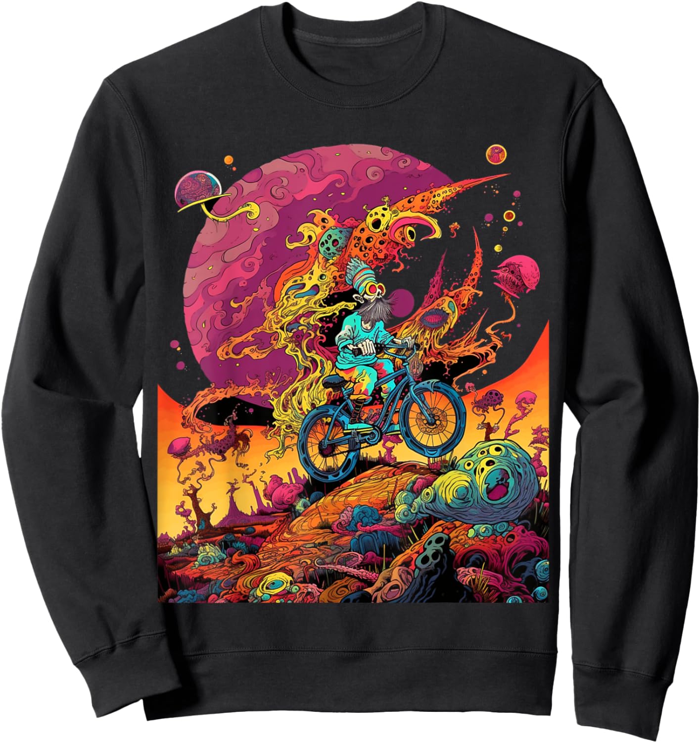 Bicycle Day Hofmann Trip | Psychedelic Comic Style Hippie Sweatshirt - Sweatshirt | Black