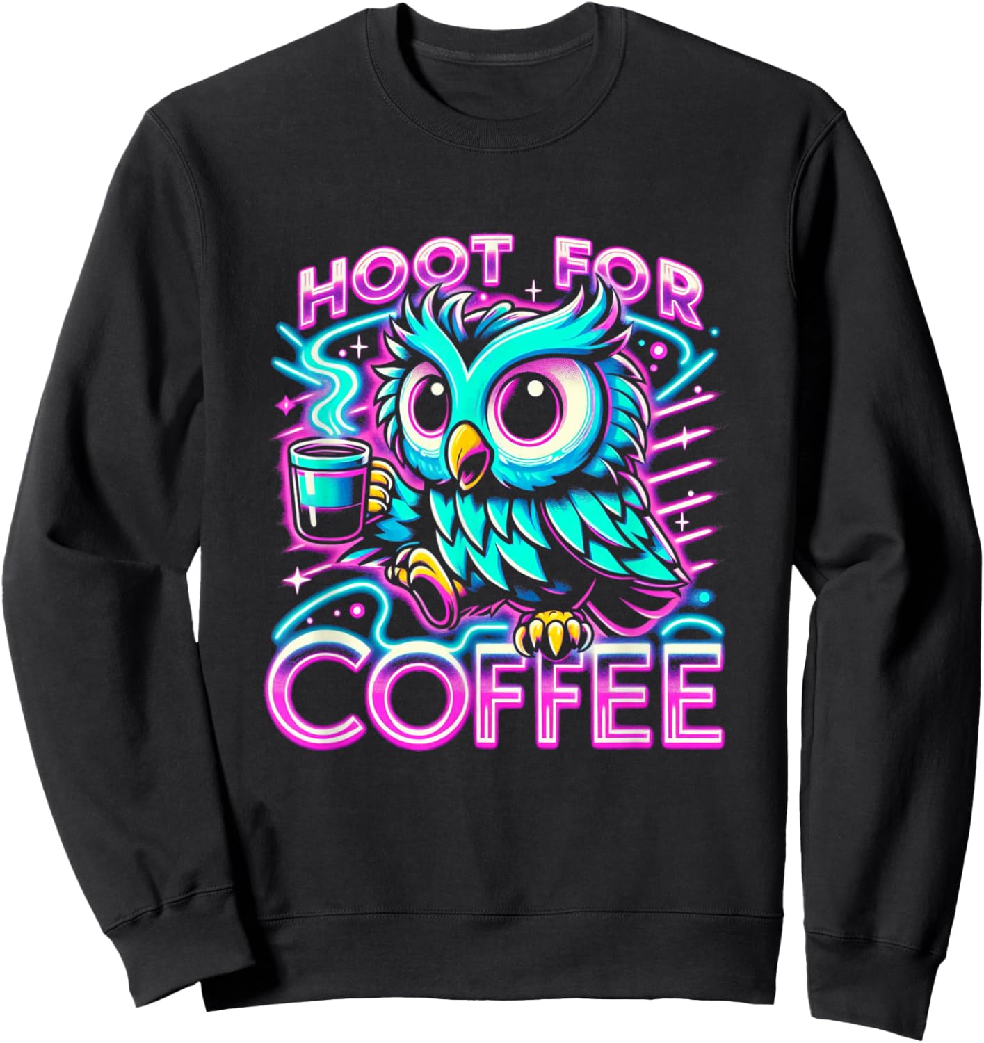 Funny Owl Design Hoot For Coffee Sweatshirt - Sweatshirt | Black