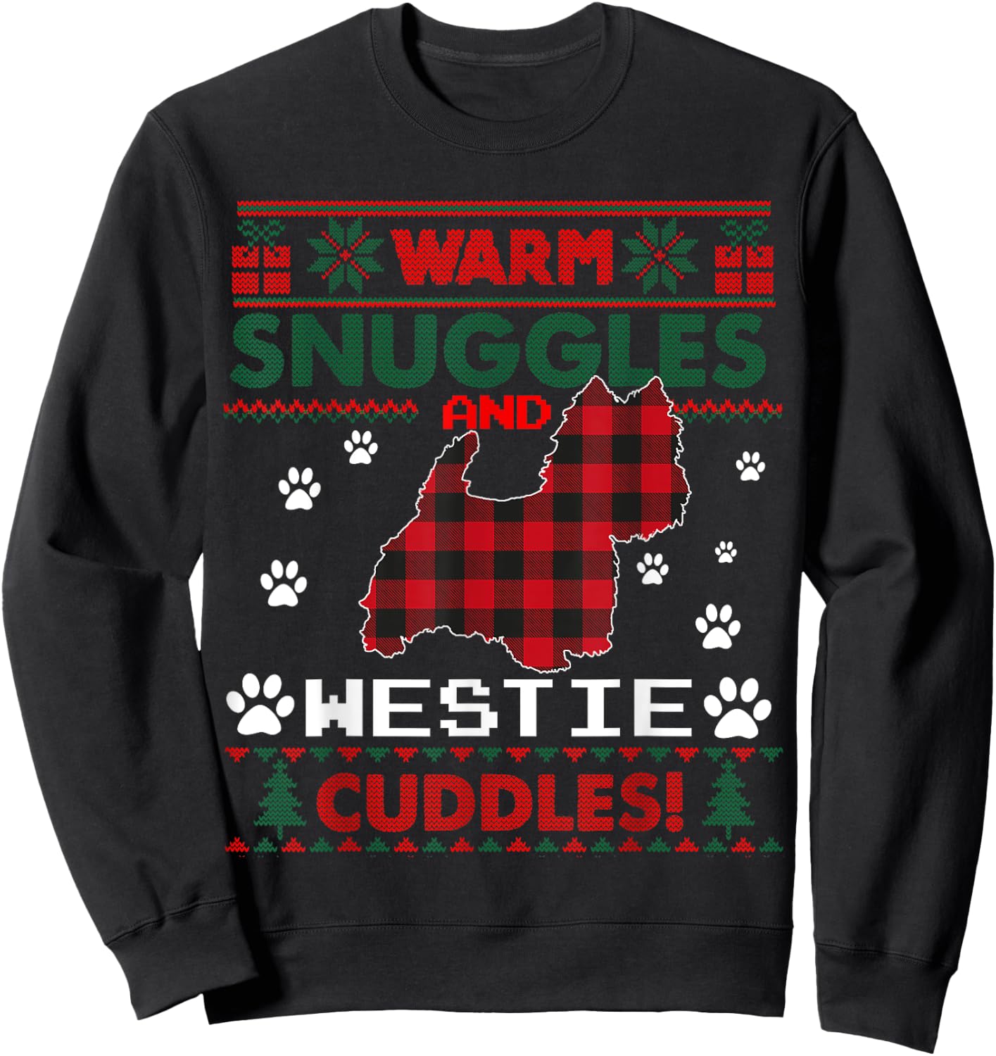 Westie Dog Christmas Pajama Shirt Ugly Christmas Sweater Sweatshirt - Sweatshirt | Black