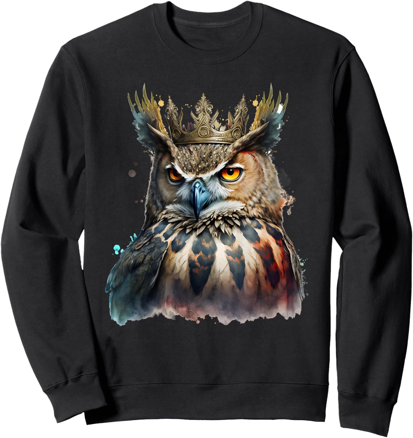 Funny king animal men owl Sweatshirt - Sweatshirt | Black