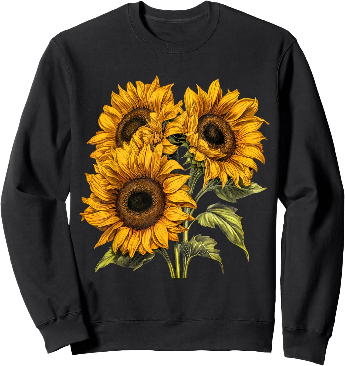 Yellow Sunflower Cute summer Sun flowers Floral Positivity Sweatshirt - Sweatshirt | Black