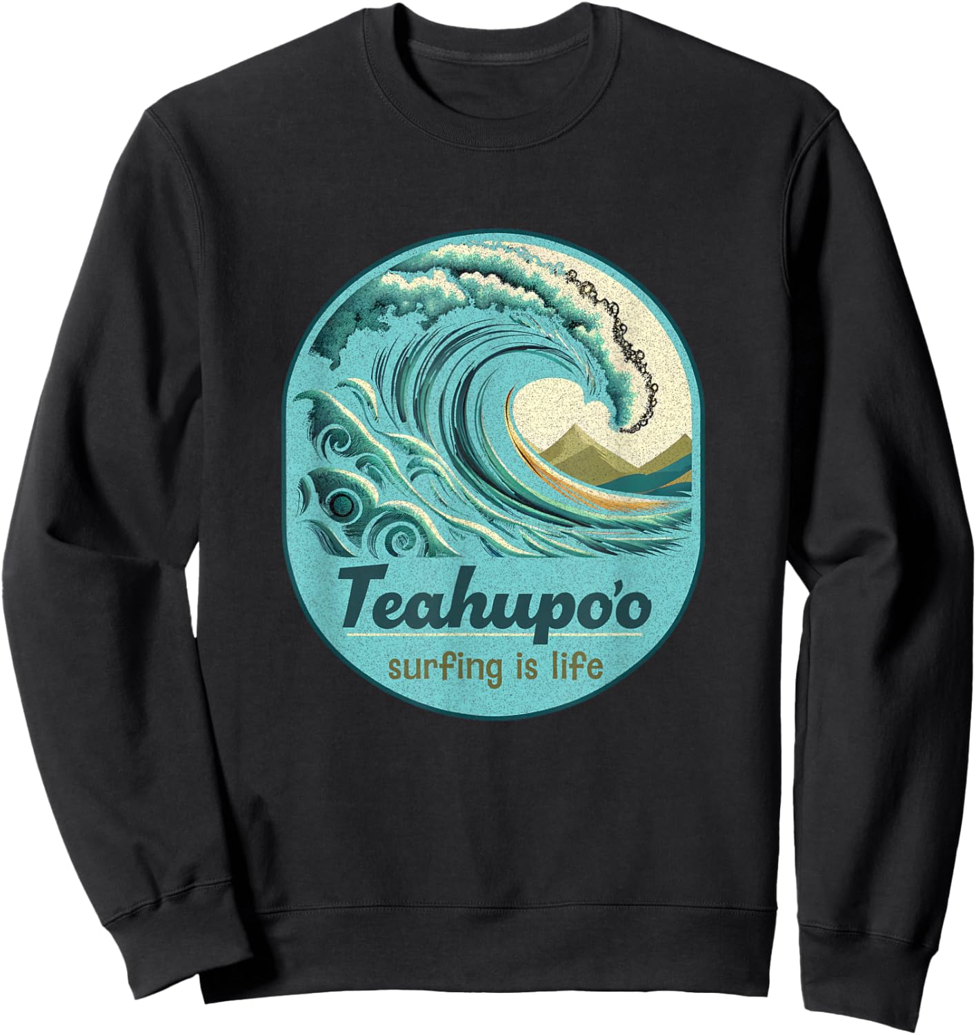 Teahupoo Surfing French Polynesia Tahiti Teahupo'o Souvenir Sweatshirt - Sweatshirt | Black