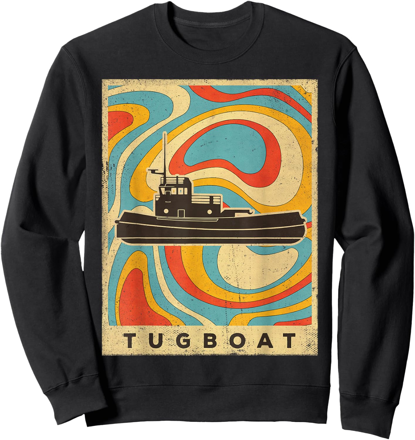 Vintage Tugboat Retro Gift Sweatshirt - Sweatshirt | Black