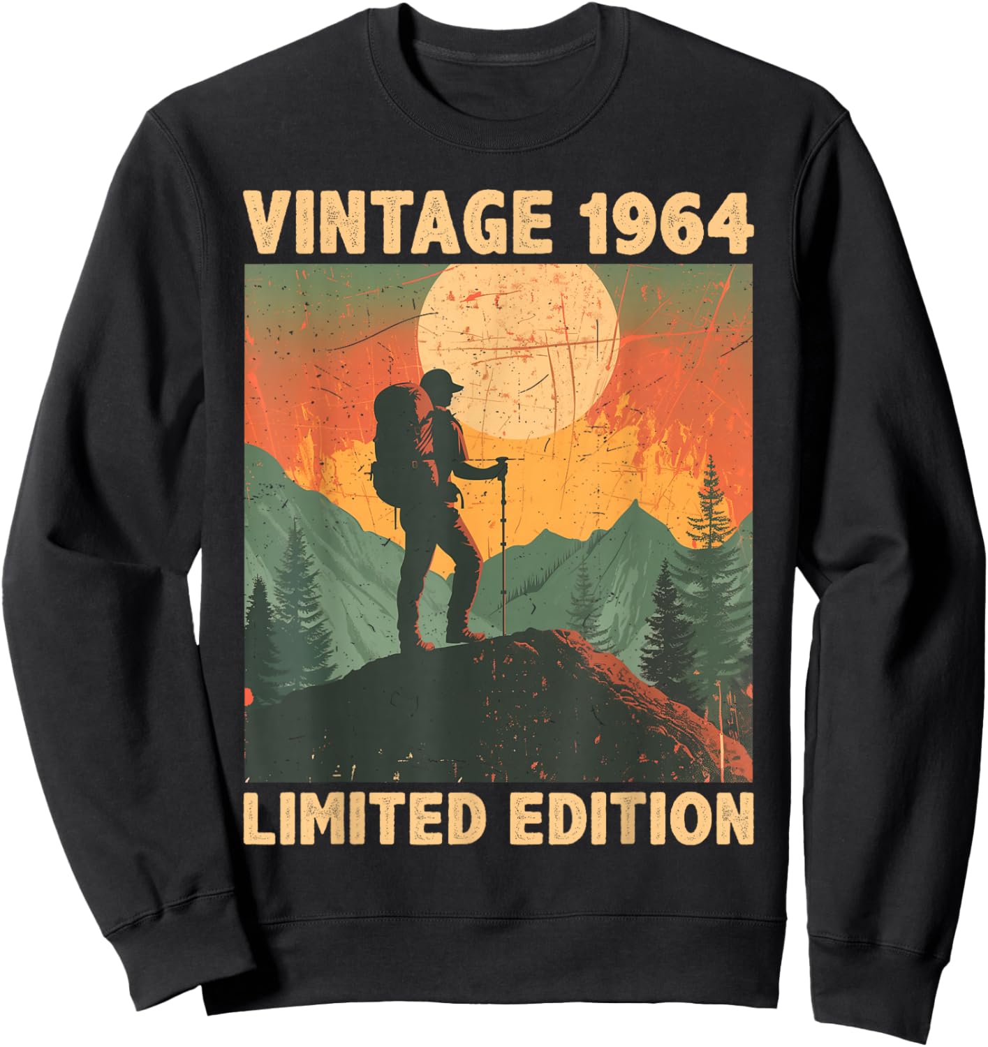 61 Years Old Gift Vintage 1965 Hiking Lover 61st Birthday Sweatshirt - Sweatshirt | Black