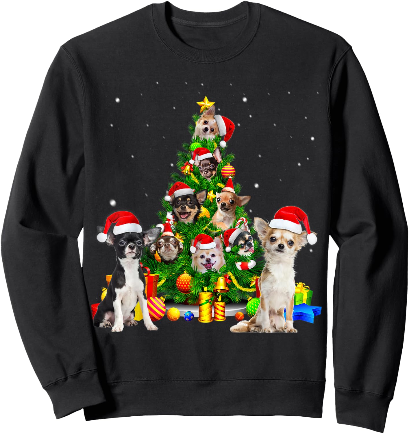Chihuahua Christmas Tree X-Mas Gift Sweatshirt - Sweatshirt | Black