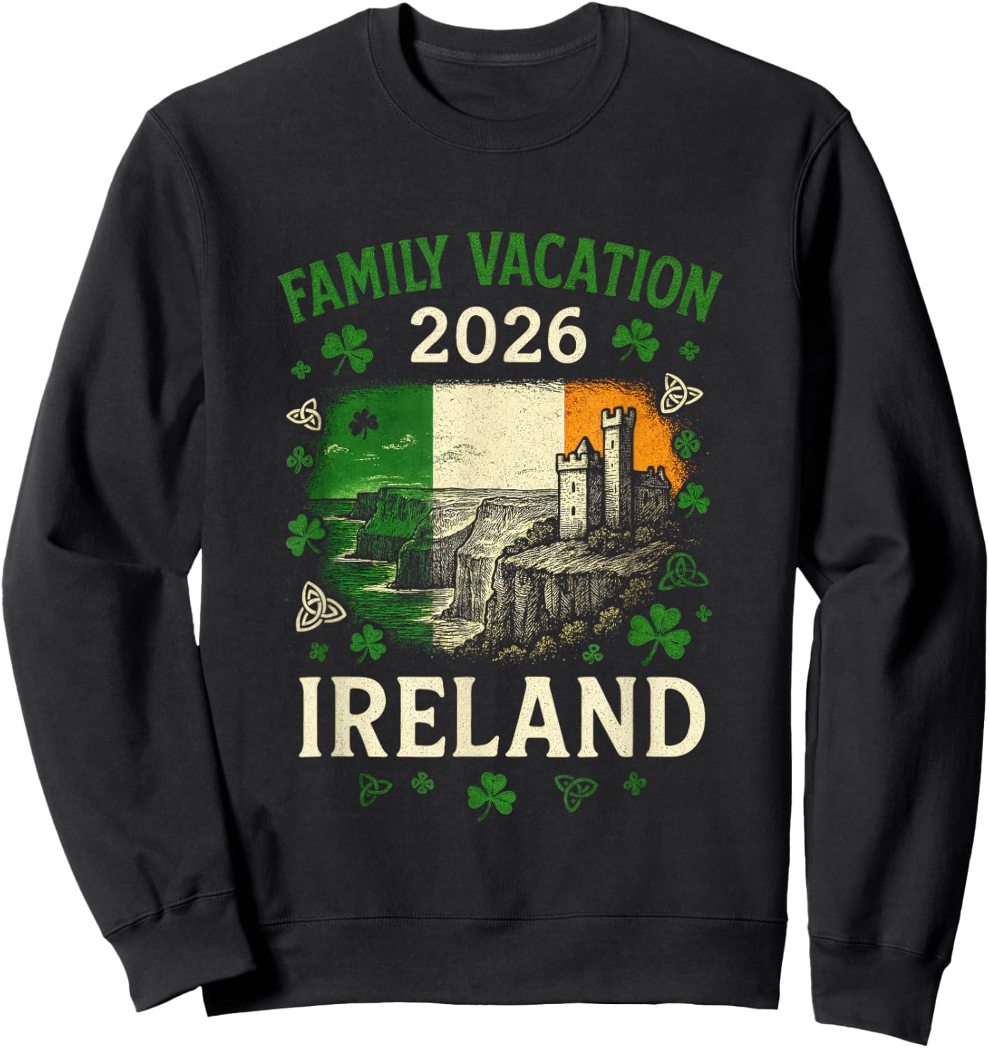 Family Vacation 2026 - Ireland Clover Sweatshirt - Sweatshirt | Black