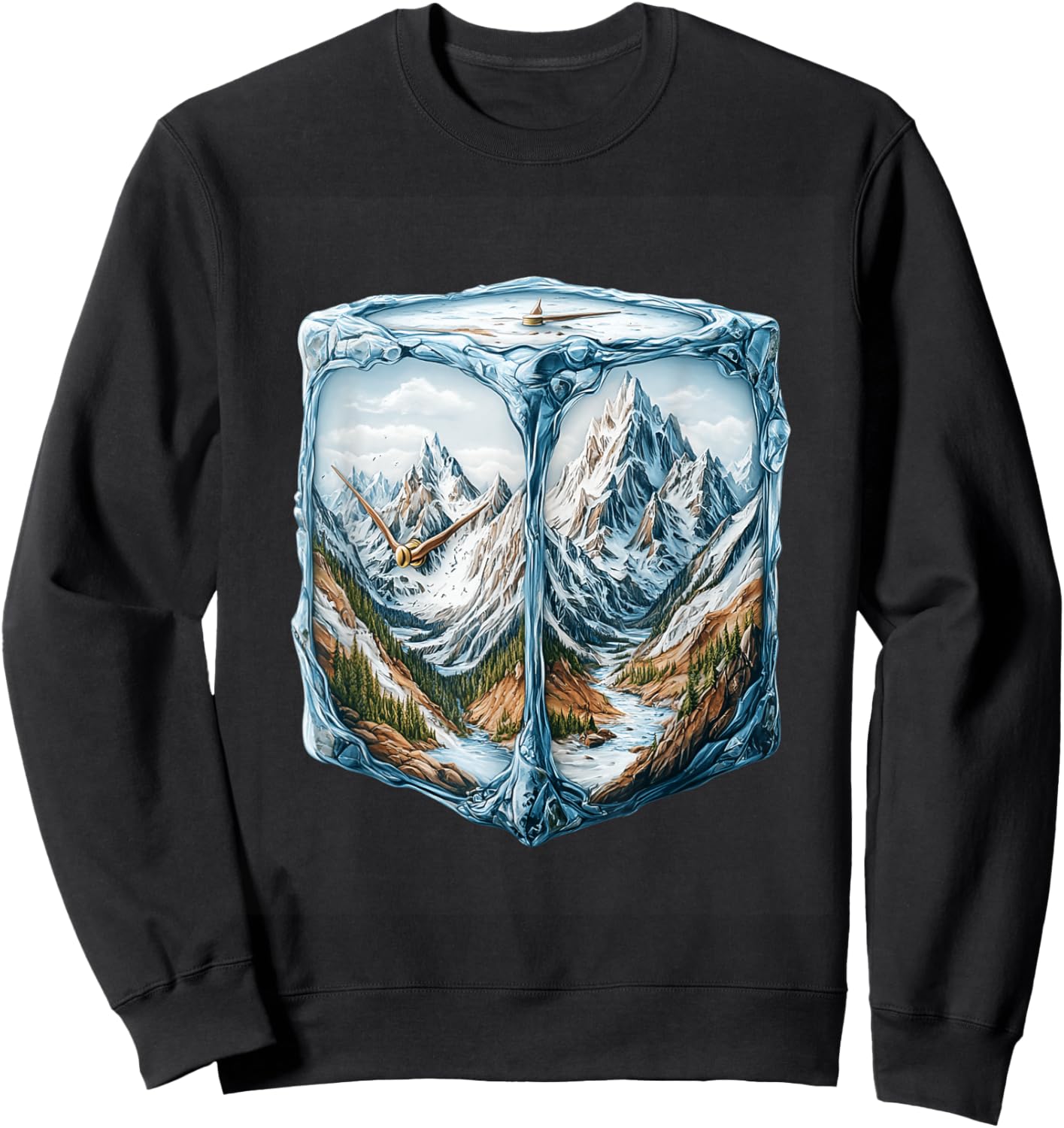 Adventure Scene with Clock in Ice Sweatshirt - Sweatshirt | Black