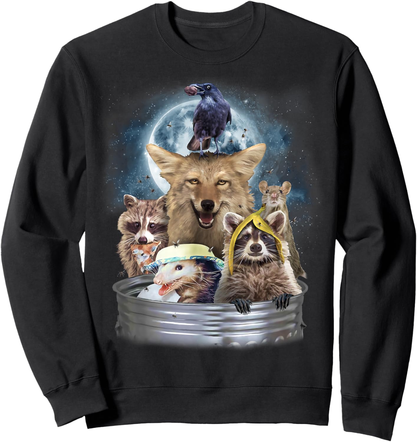 Trash Animals Howling at the Moon Shirt - Funny Team Trash Sweatshirt - Sweatshirt | Black