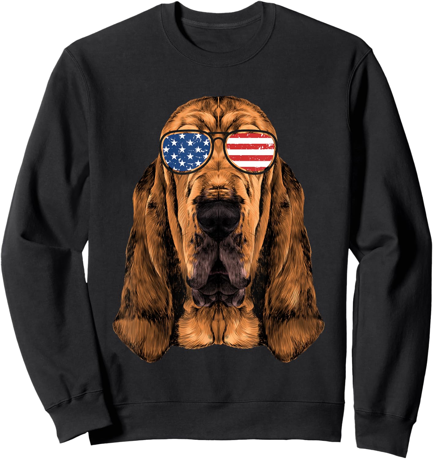 Bloodhound Shirt Men Women Kids American Flag Dog Sweatshirt - Sweatshirt | Black