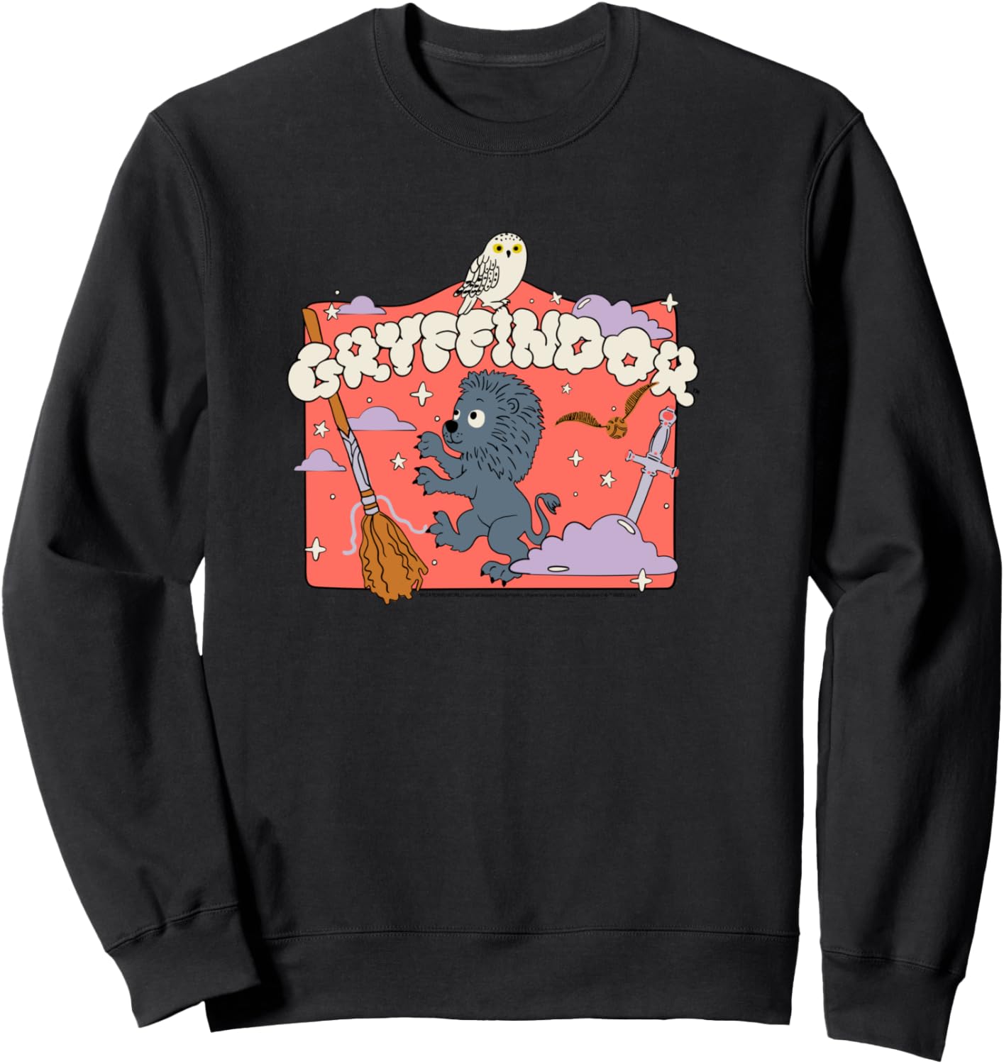 Amazon Essentials Harry Potter Hogwarts Gryffindor House Cartoon Scene Sweatshirt - Sweatshirt | Black