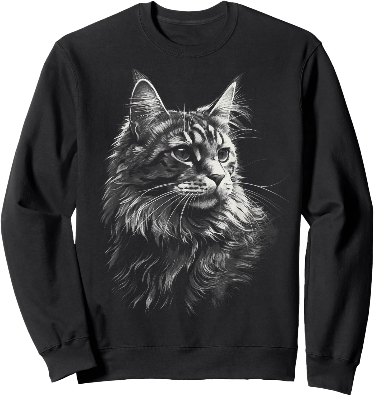 Maine Coon Cat Eyes Kitty Kitten Cat Artwork Cat Face Sweatshirt - Sweatshirt | Black